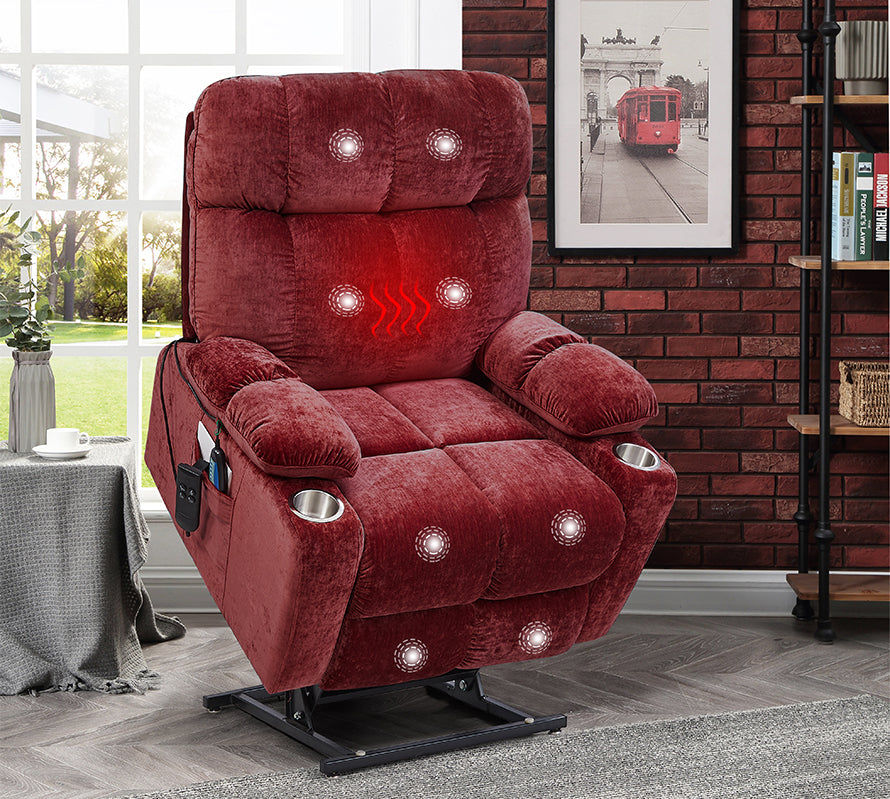 Liyasi Dual OKIN Motor Power Lift Recliner Chair for Elderly Infinite Position Lay Flat 180° Recliner with Heat Massage