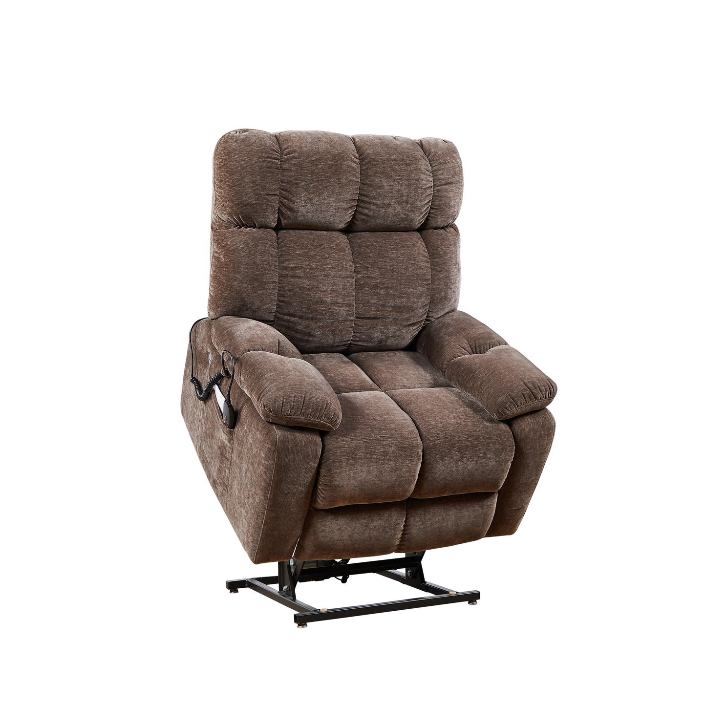Brown Fabric Power Recliner Chair - 36" Lift Recliner