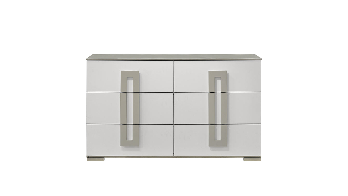 Olivia Contemporary Style 6- Drawer Dresser Made with Wood in White. (INCLUDES DRESSER ONLY)