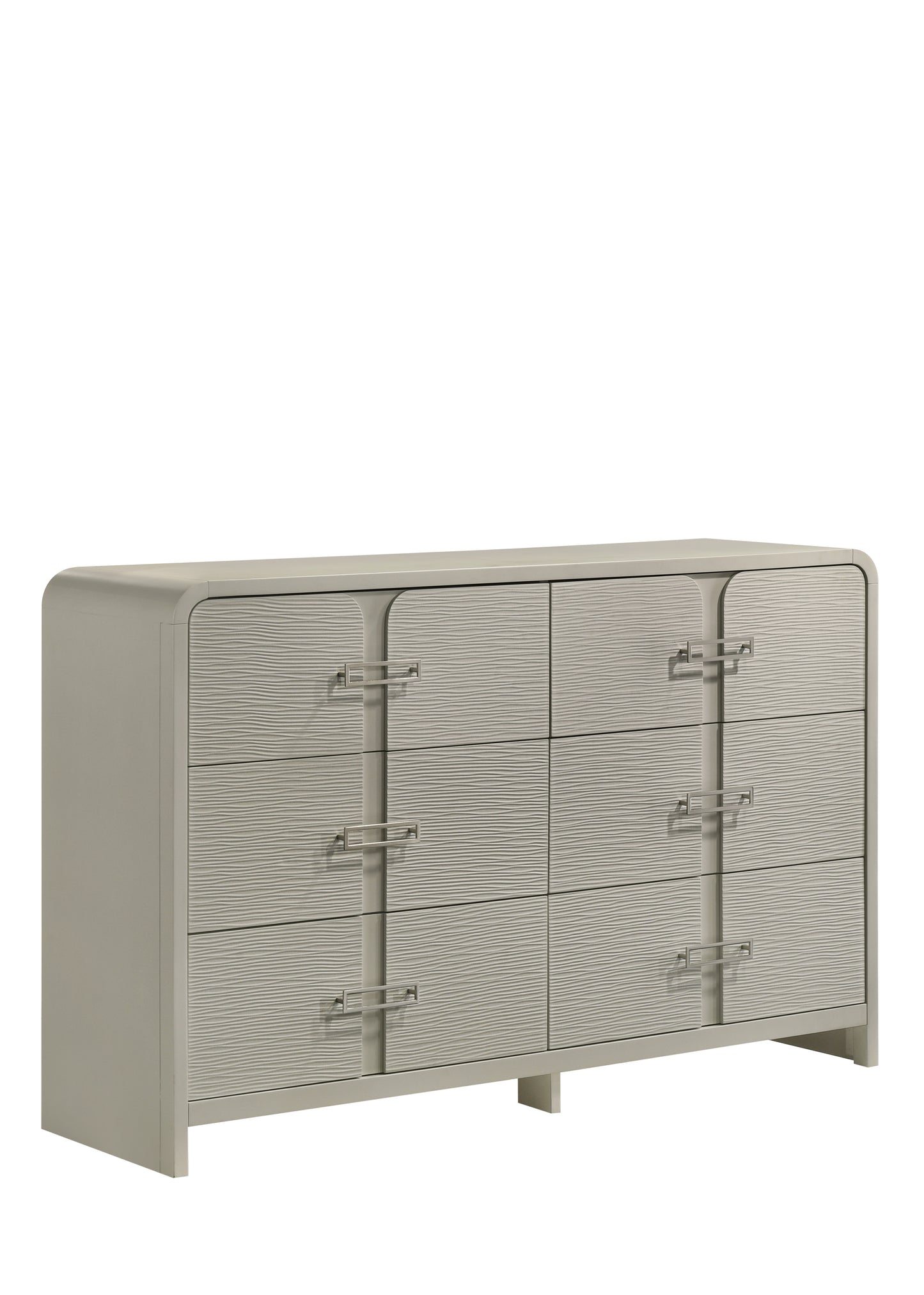 Aria Modern 6-Drawer Dresser with Textured Front, Metal handles and Ball Bearing Glide System in Beige (Includes Only Dresser)