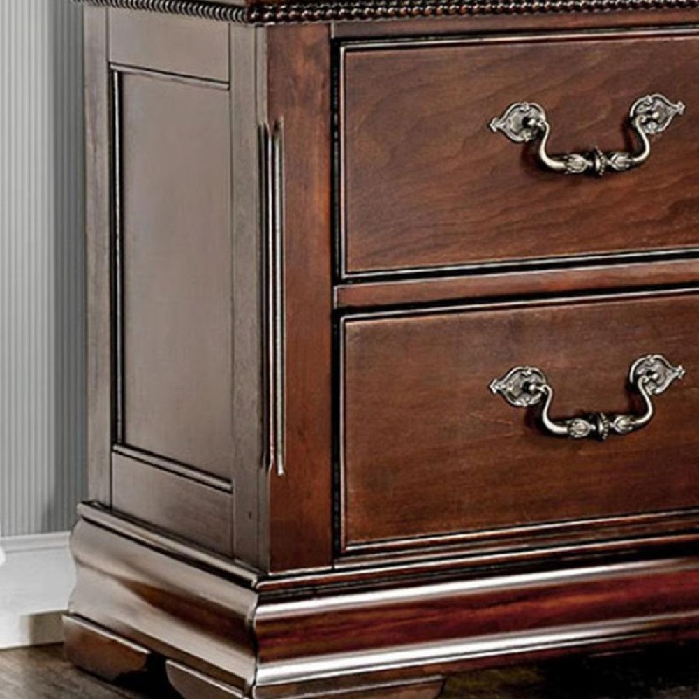 Cherry Solid Wood Bedside Cabinet Nightstand with 2 Drawers
