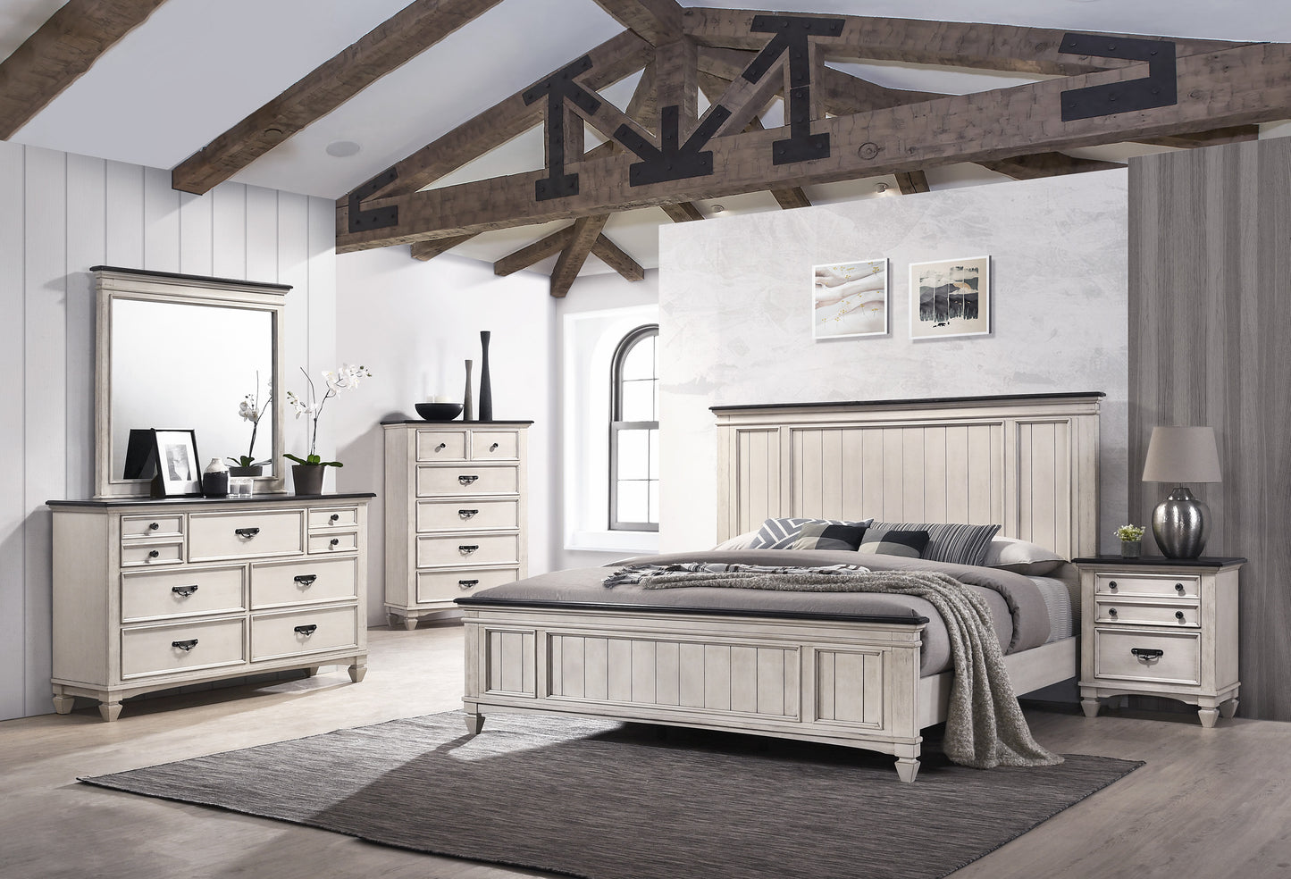 Brown Solid Wood Nightstand with Two Drawers