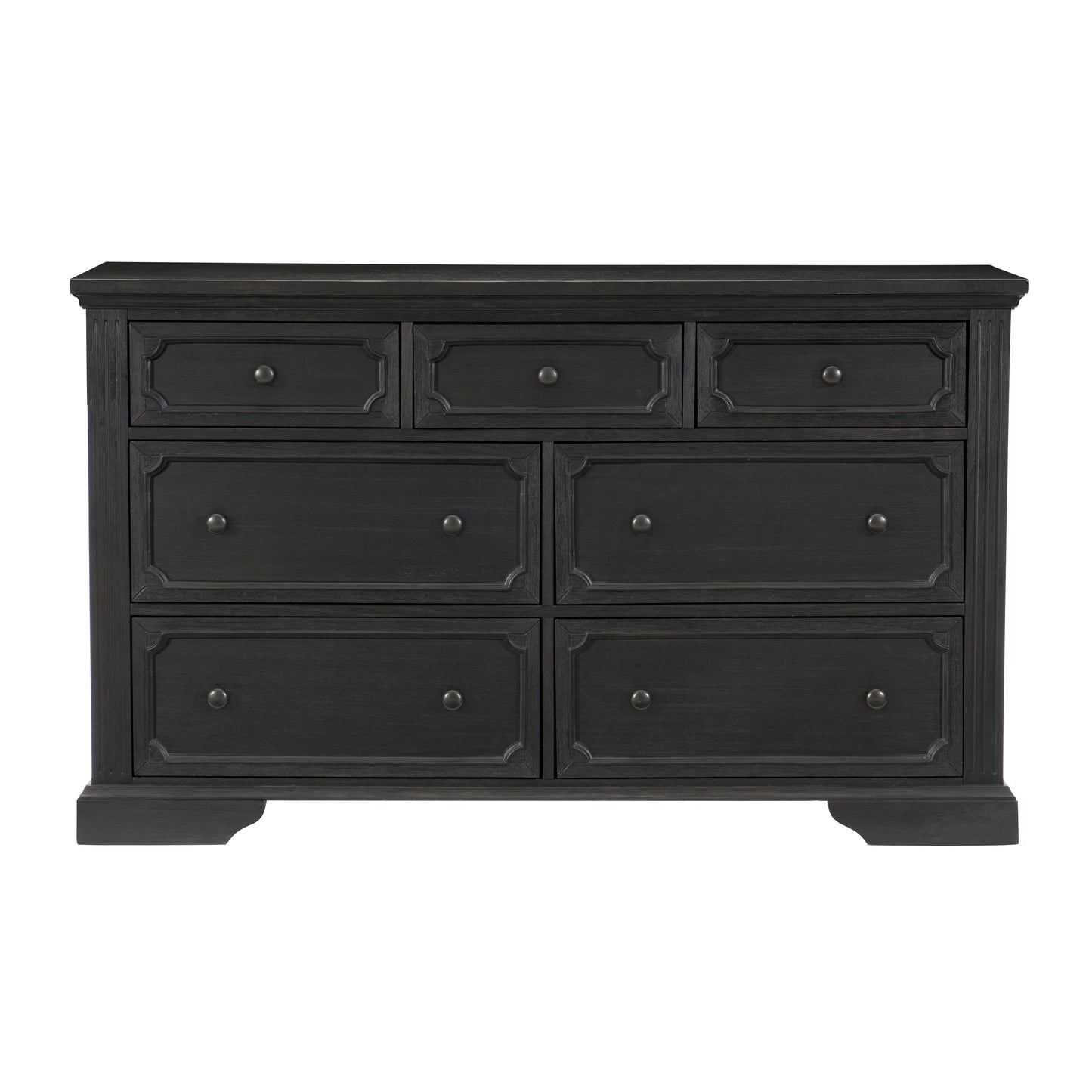 Charcoal Finish Traditional Dresser of 7 Storage Drawers Wooden Bedroom Furniture 1pc Rustic Style