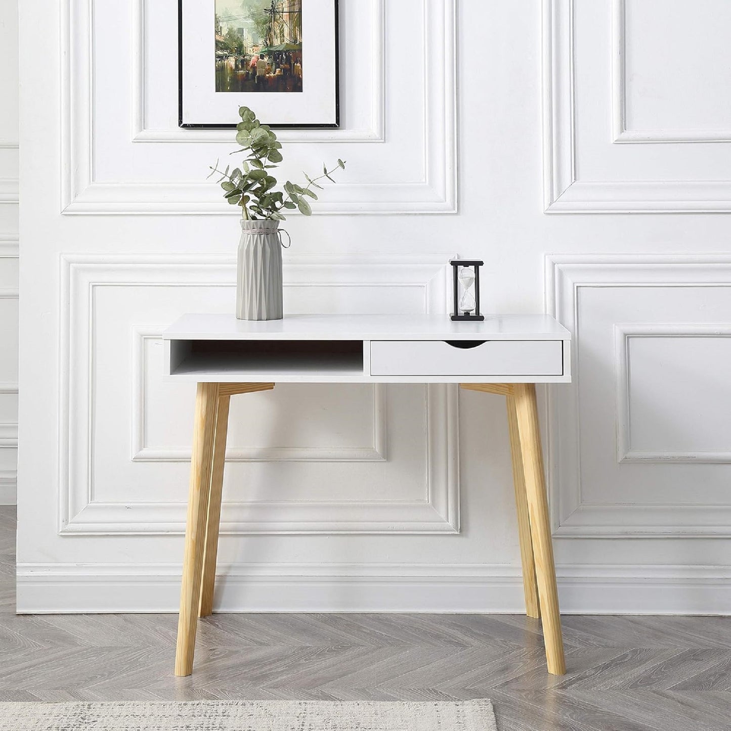 1pc Desk White Natural Finish Wood Finish Home Office Store Documents Office Supplies