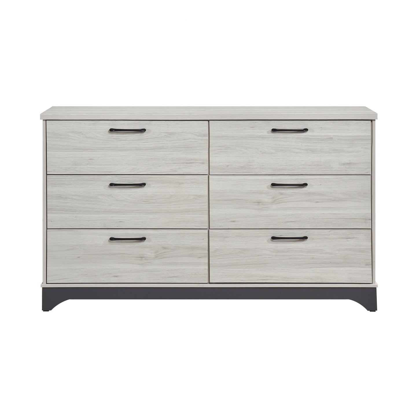 Contemporary 6-Drawer Storage Dresser Wooden Bedroom Furniture 1pc Two-Tone Finish White Oak and Gray