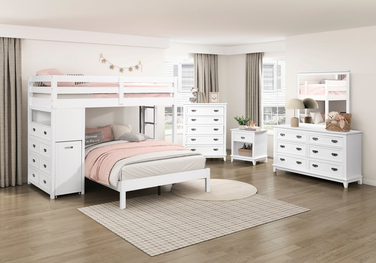 White Wood Bedside Cabinet with 1 Drawer