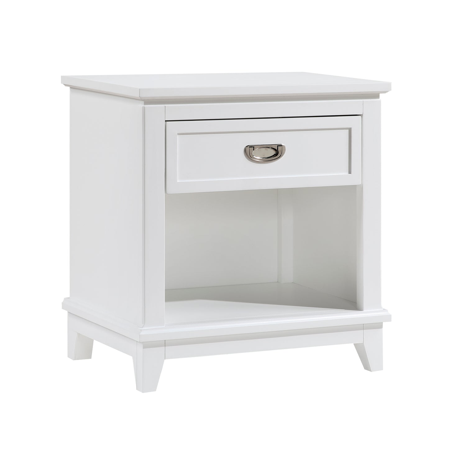 White Finish 1pc Nightstand with Storage Drawer Bottom Shelf Classic Style Bedroom Furniture