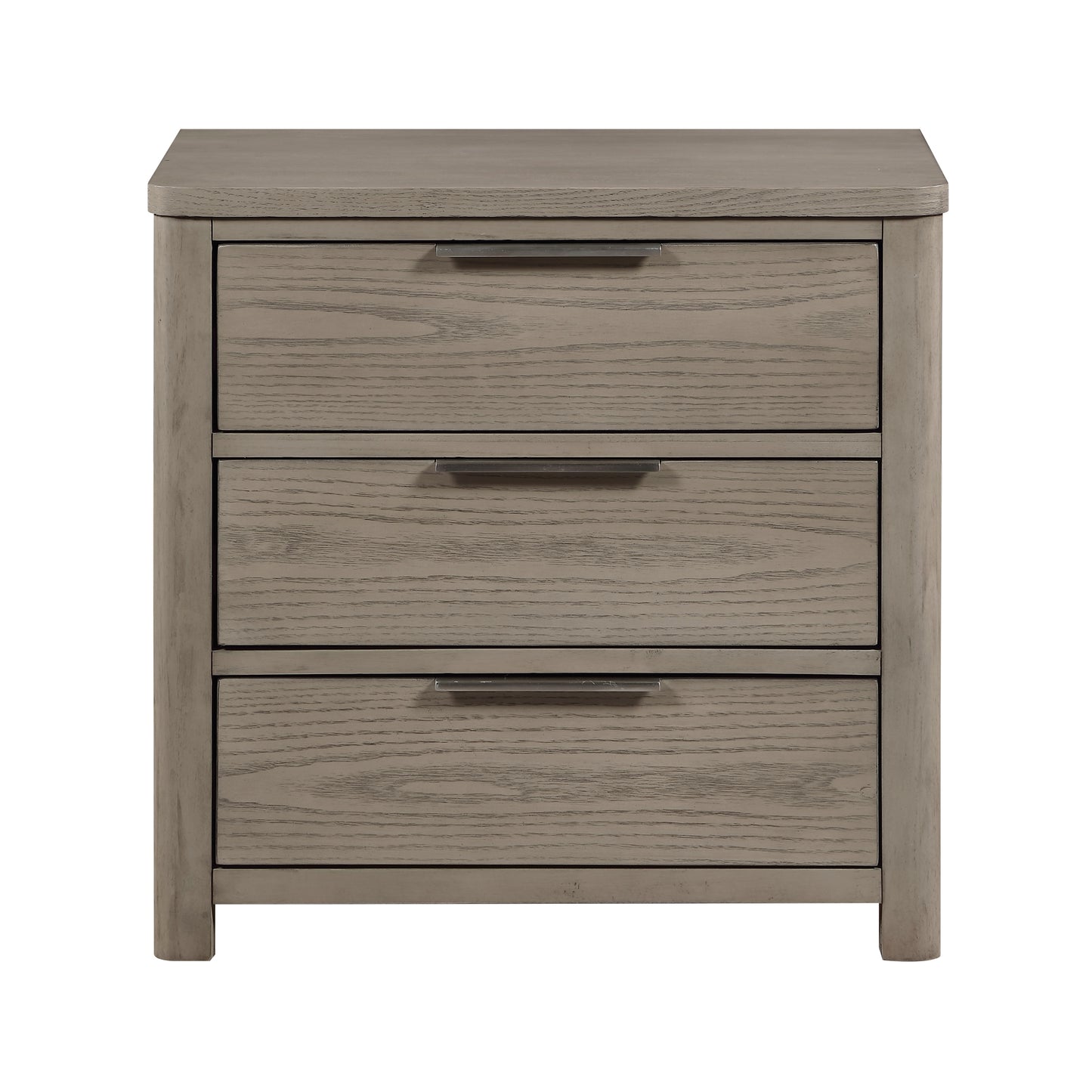 Contemporary Light Gray Finish Nightstand of 3-Drawers Dovetail Bedroom Furniture 1pc Bedside Table