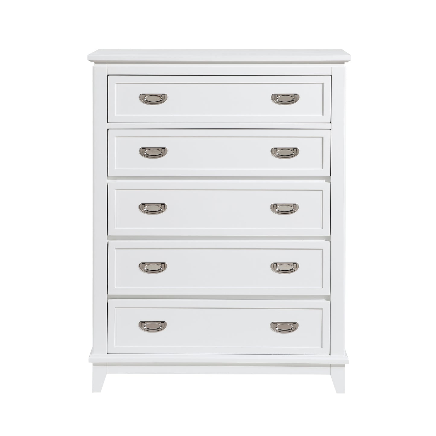 White Finish Storage Chest with 5 Drawers Wooden Modern Bedroom Furniture 1pc Vertical Dresser