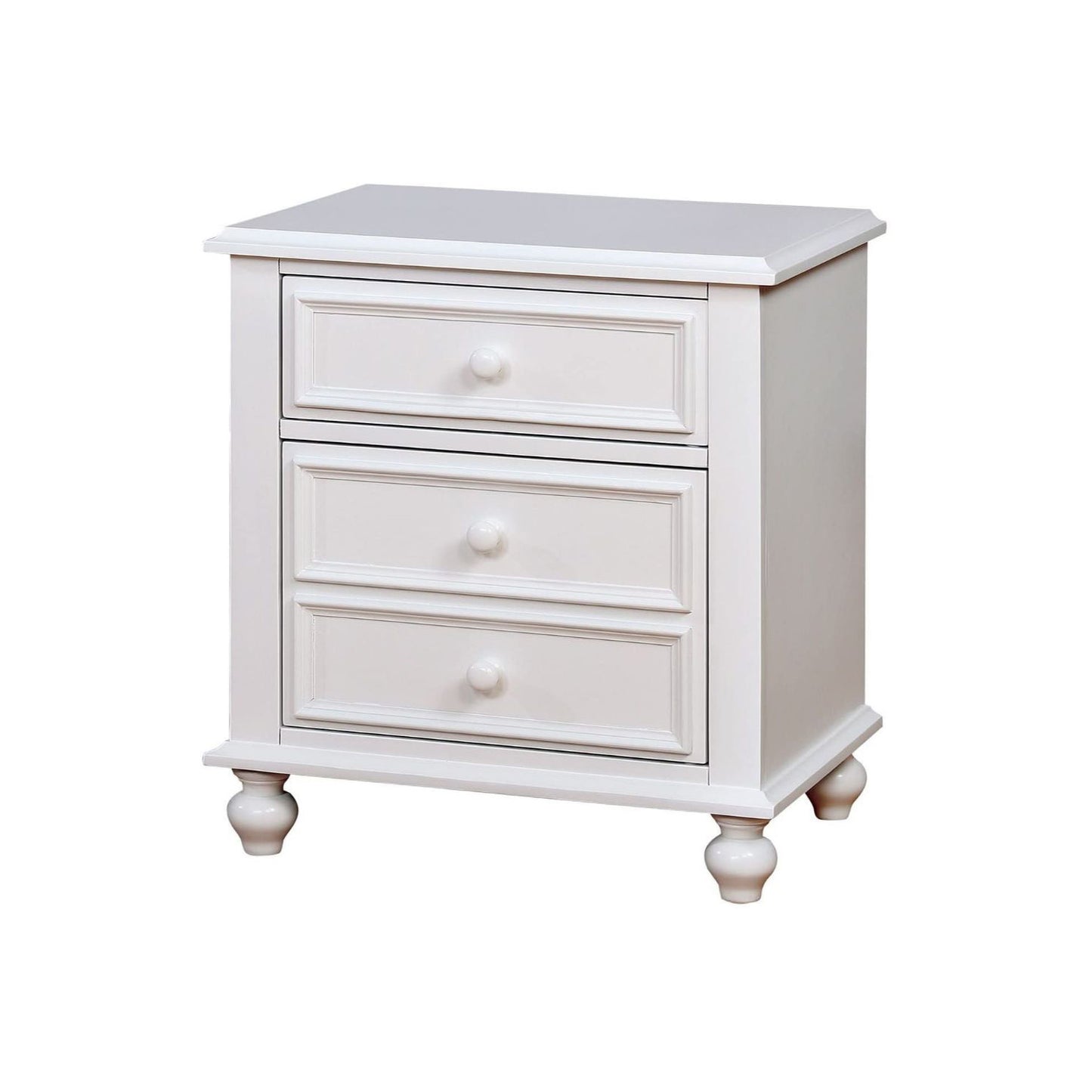 Wooden Nightstand With 2 Drawers, White