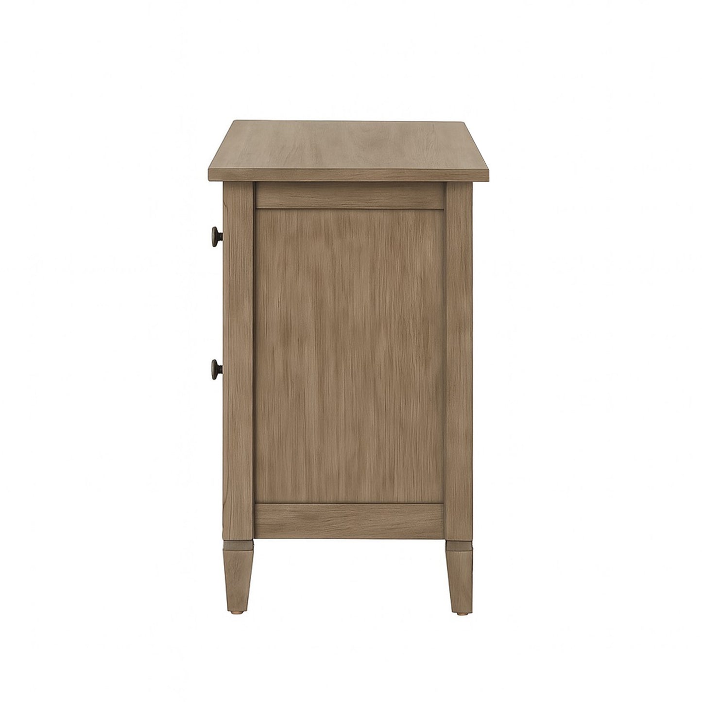 Warm Grey 2-Drawer Nightstand - Solid Wood MDF for Bedroom