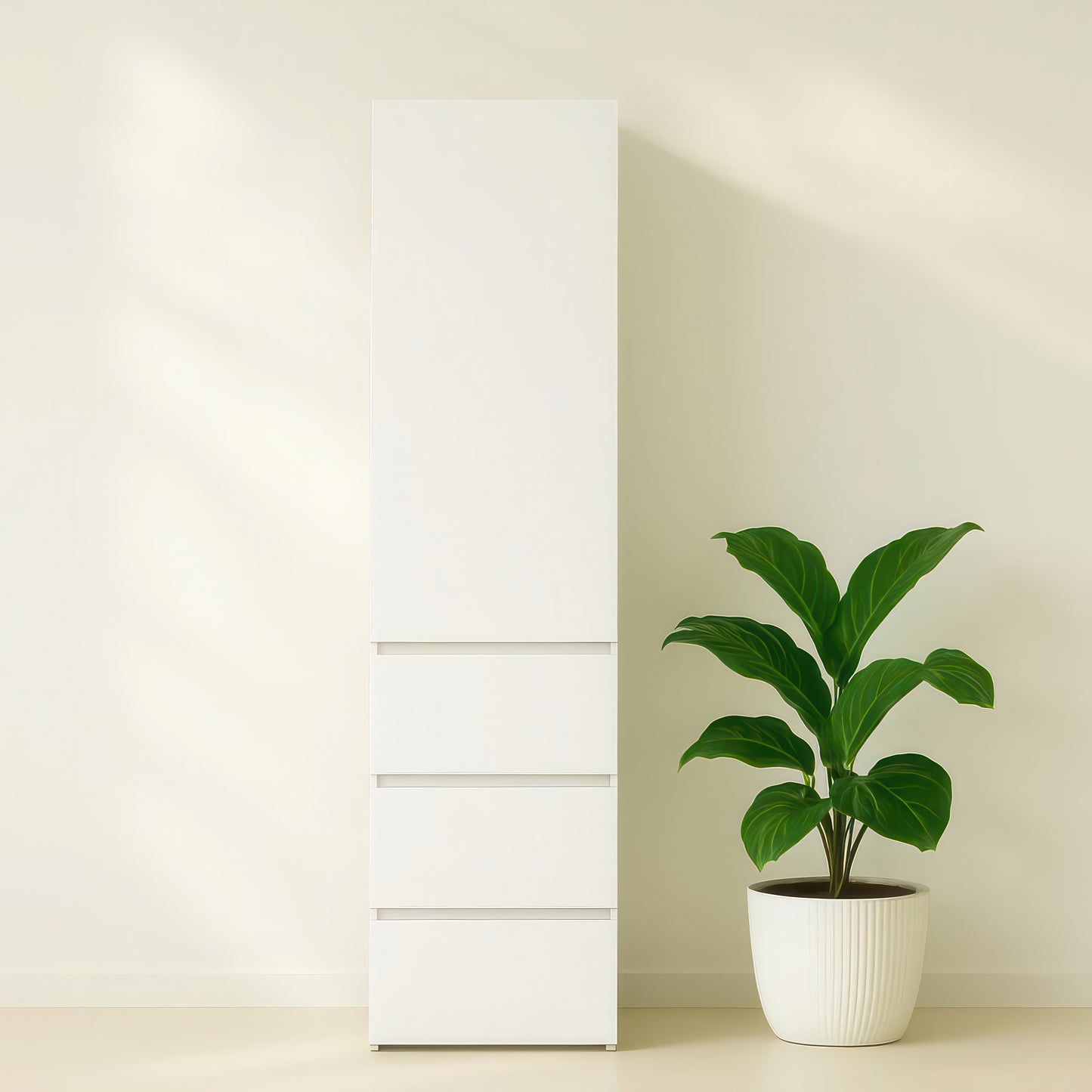 Elise Slim Modular Wood Closet Cabinet with Drawers in White