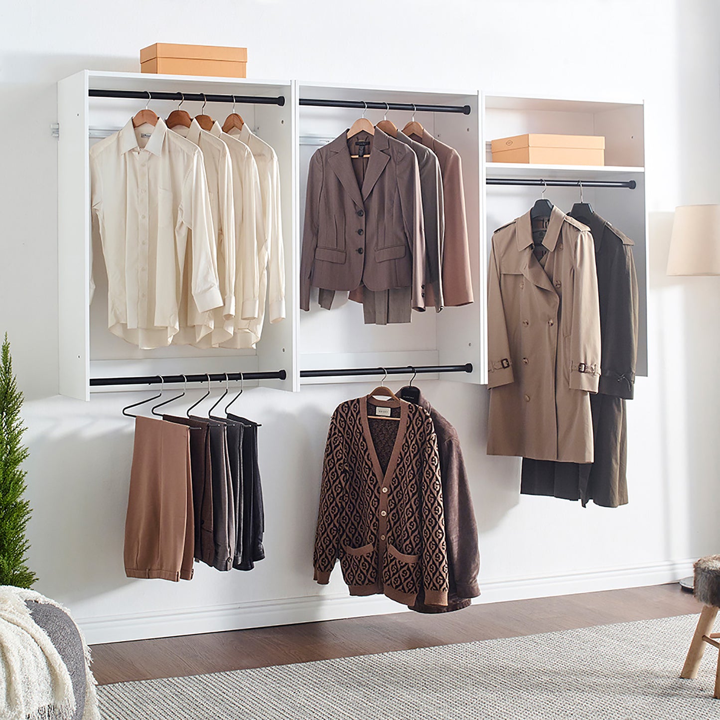Devi White Wall Mounted Wood Closet System