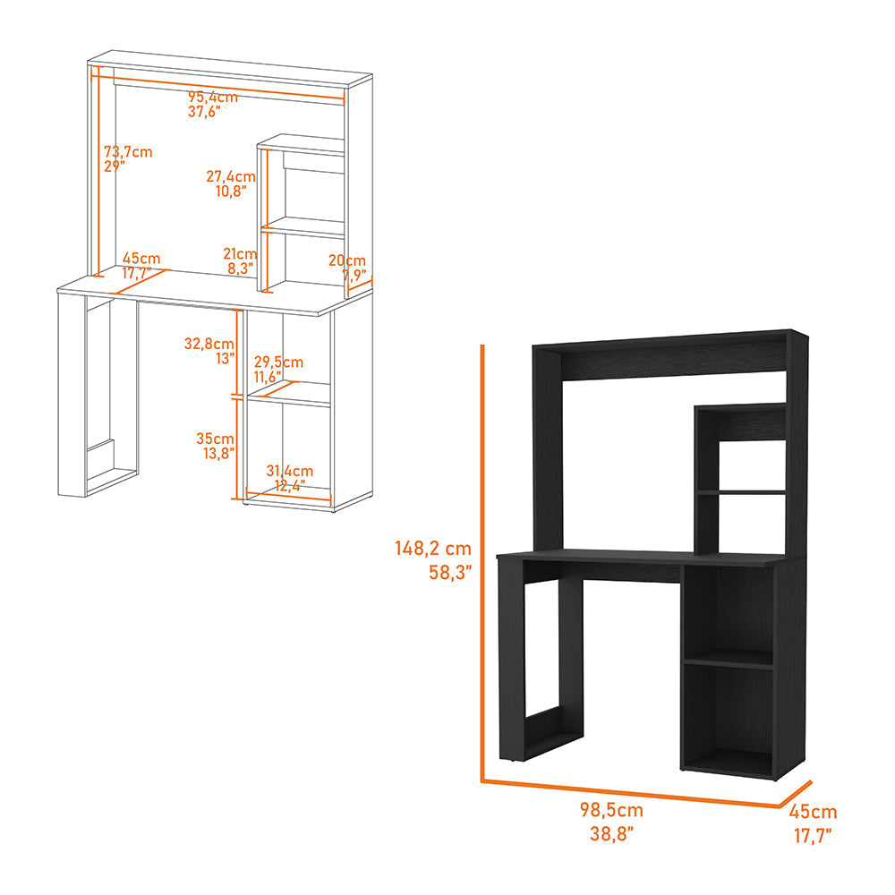 Wenge Computer Desk with Hutch & Storage