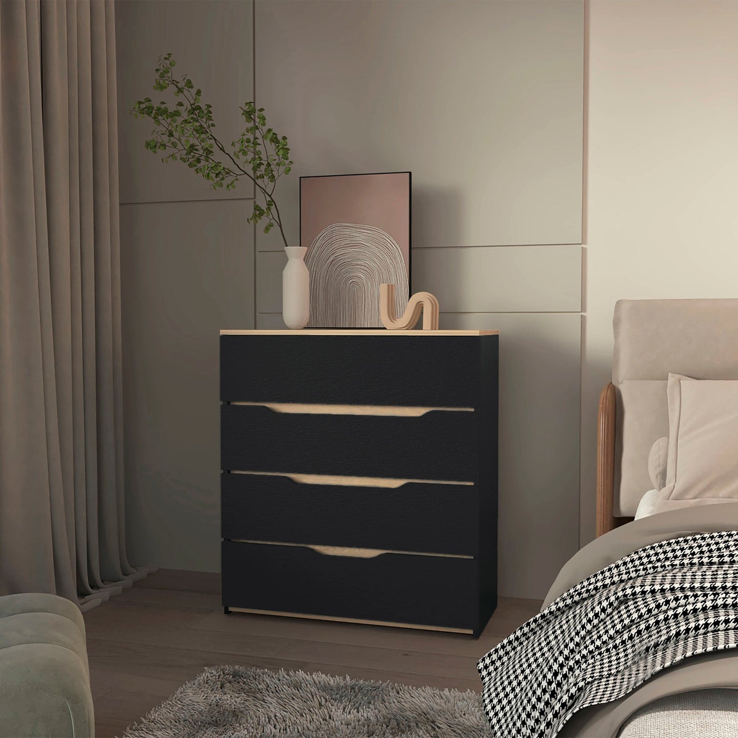 4-Drawer Dresser Wenge and Light Oak