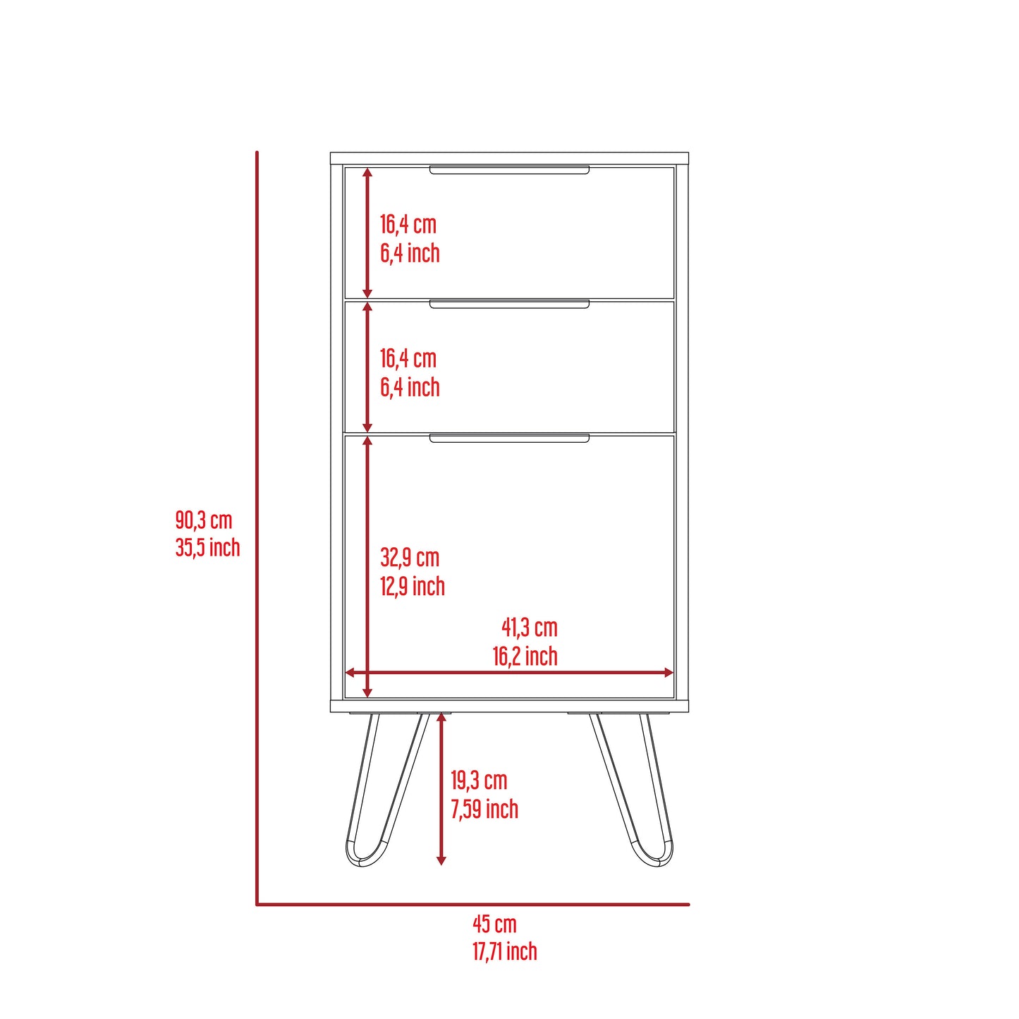 Light Oak 3-Drawer Dresser - Rectangle Storage