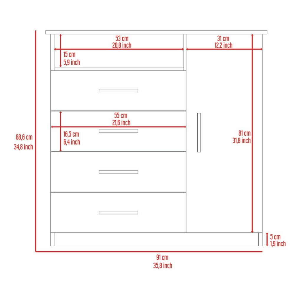 White Wall Mounted Shoe Cabinet - 5 Shelves