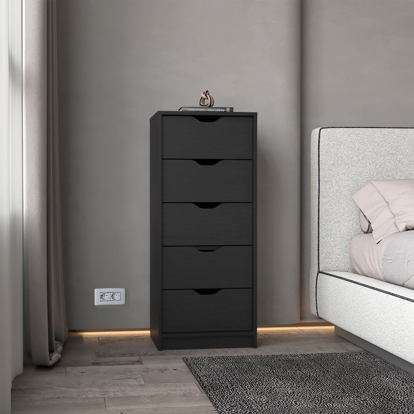 Wenge 5 Narrow Drawer Dresser