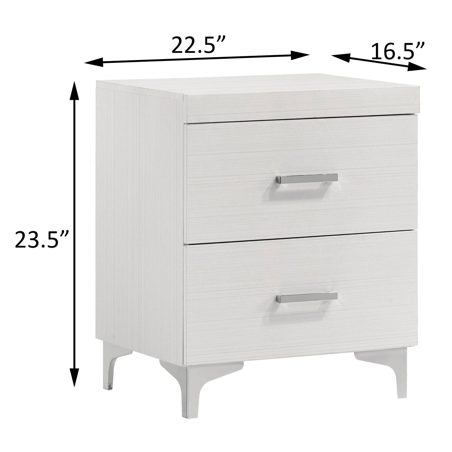 White Poplar 2-Drawer Nightstand for Bedroom Storage