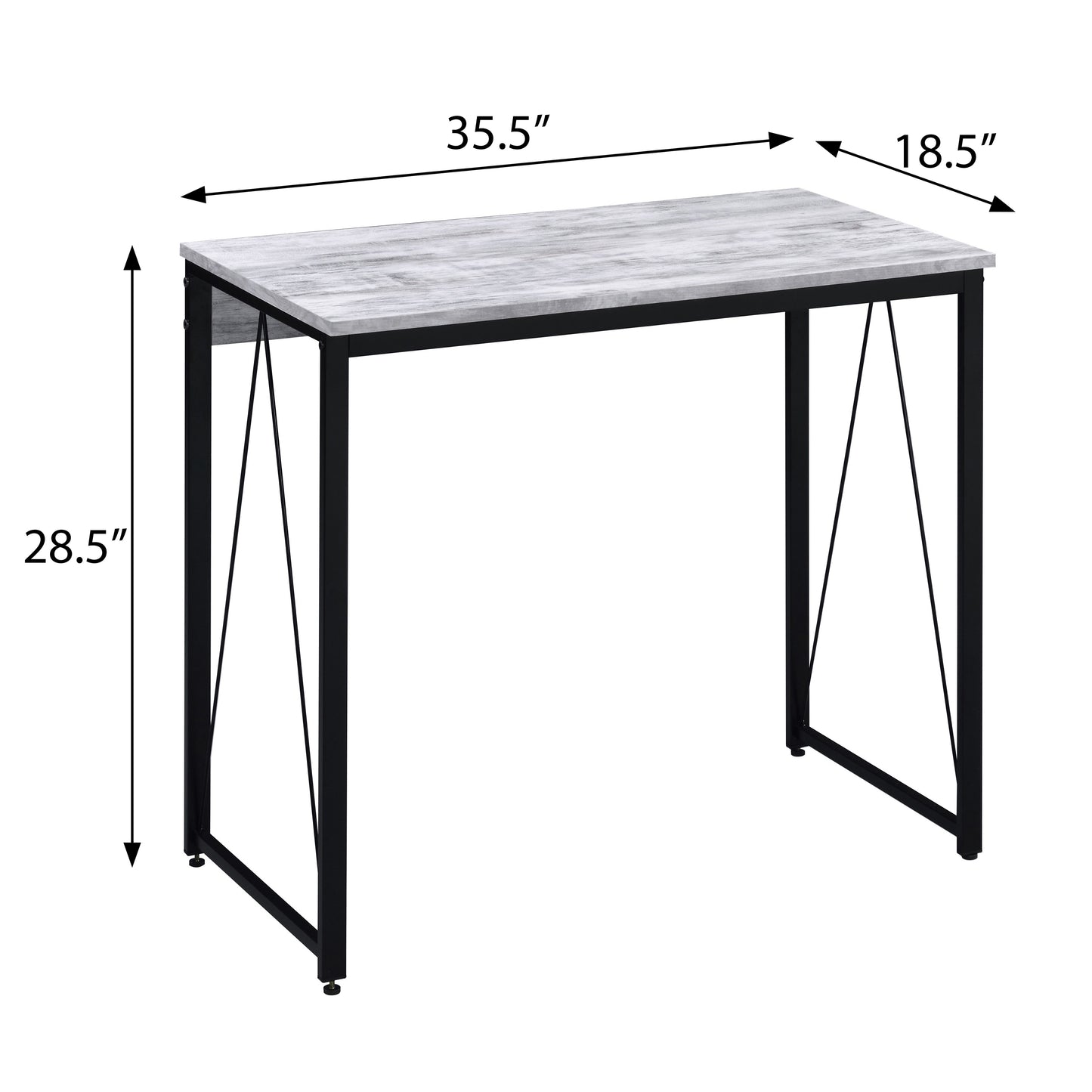 Black Grey Wood Metal Writing Desk - Industrial Office Desk