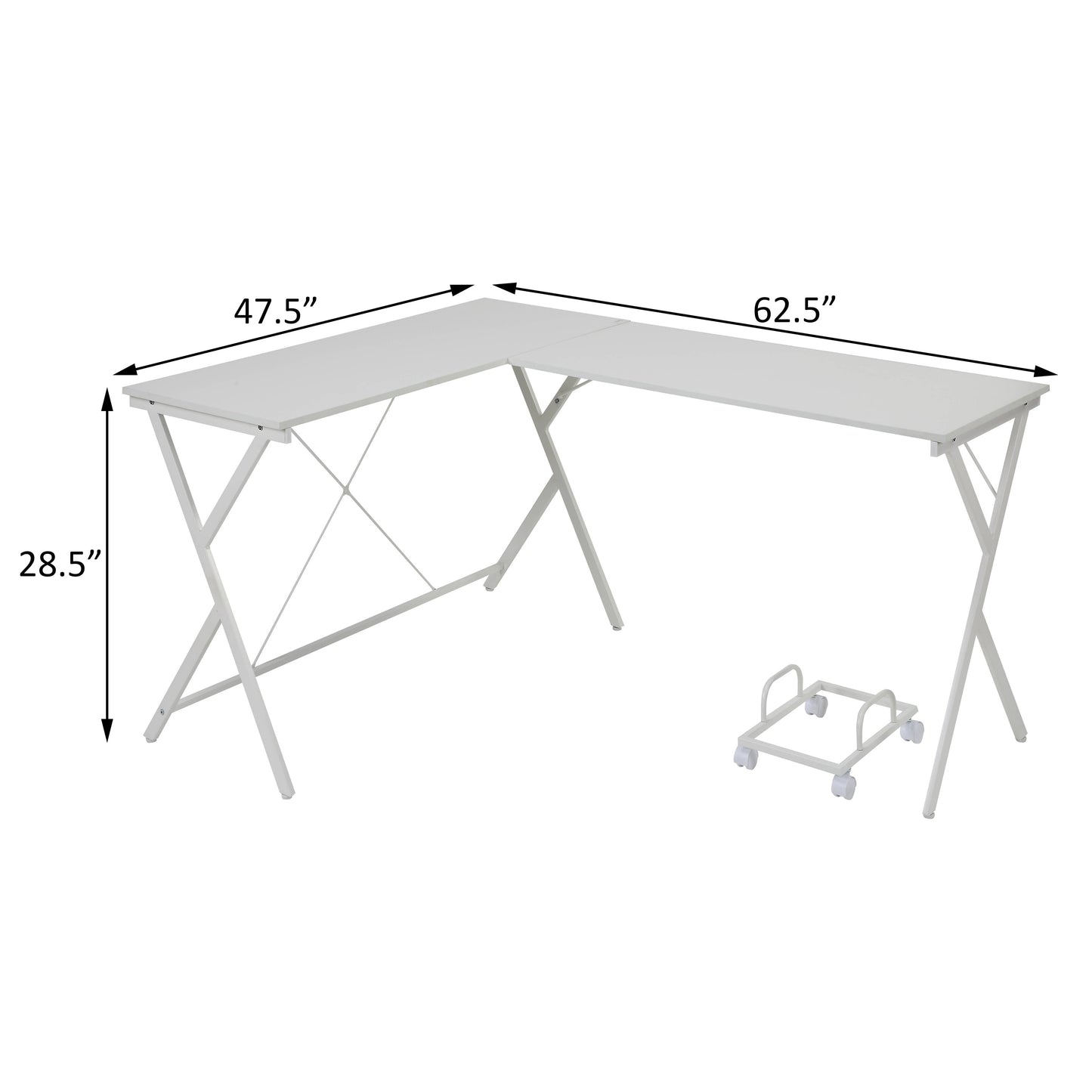 White L-Shaped Computer Desk - Corner Office Storage