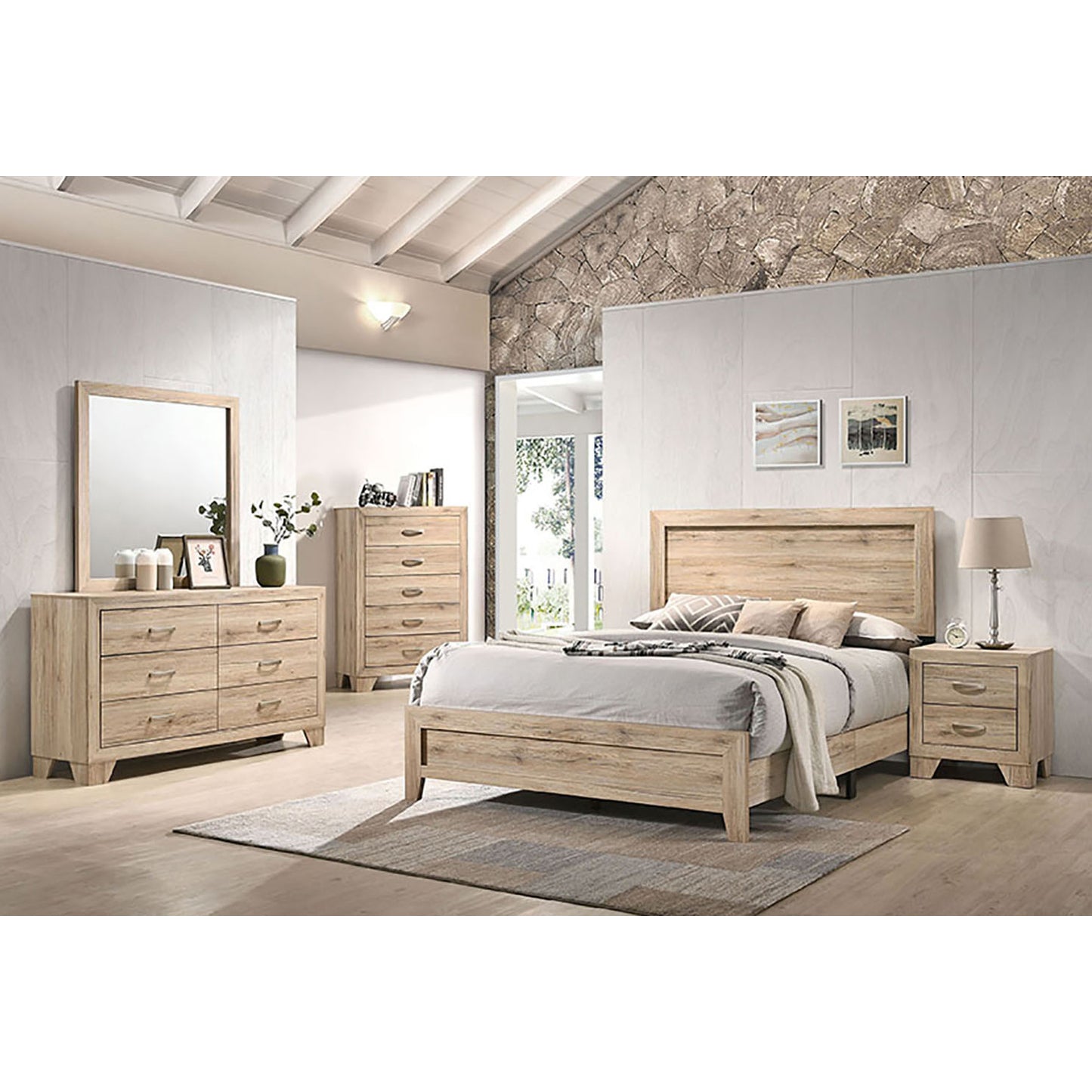 Natural 2-Drawer Nightstand - Rustic Bedroom Storage