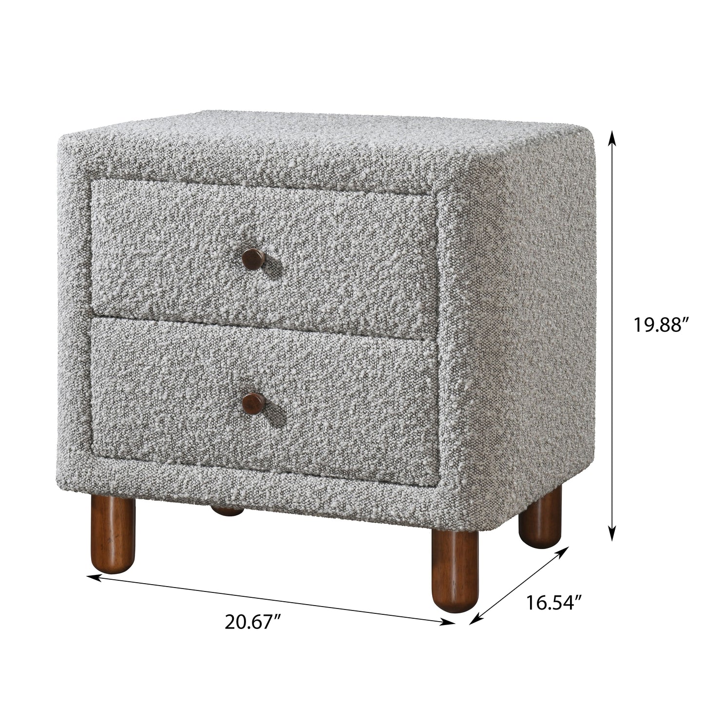 Grey Rectangle Nightstand with 2 Drawers