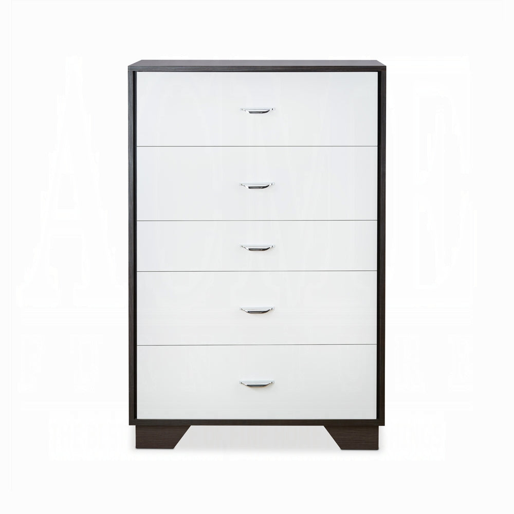 Espresso White 5 Drawer Chest Bedroom Storage