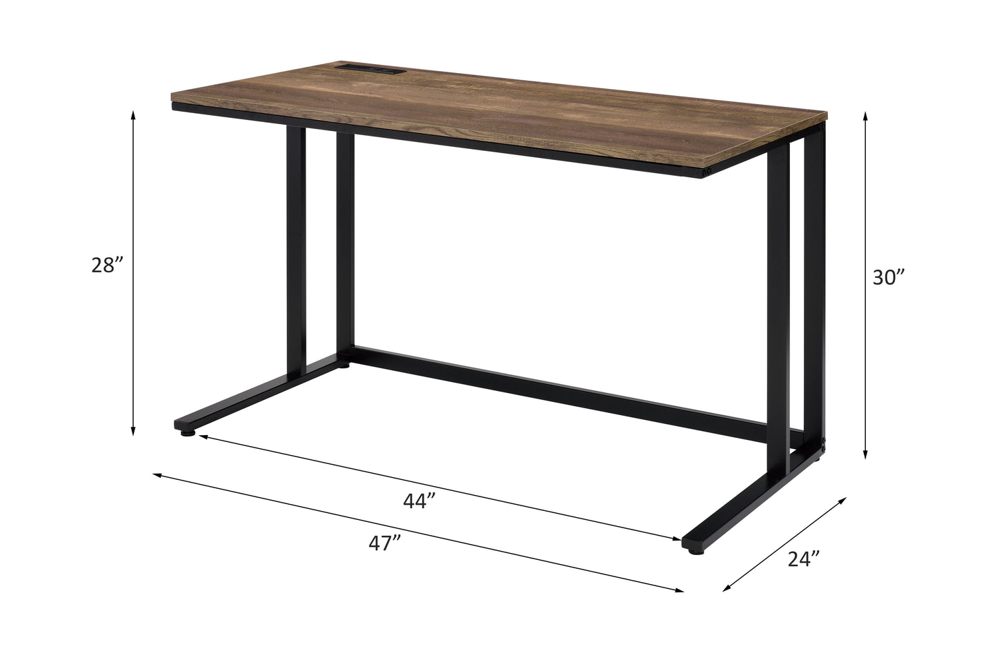 Walnut Black Computer Desk - Rectangular Office Desk