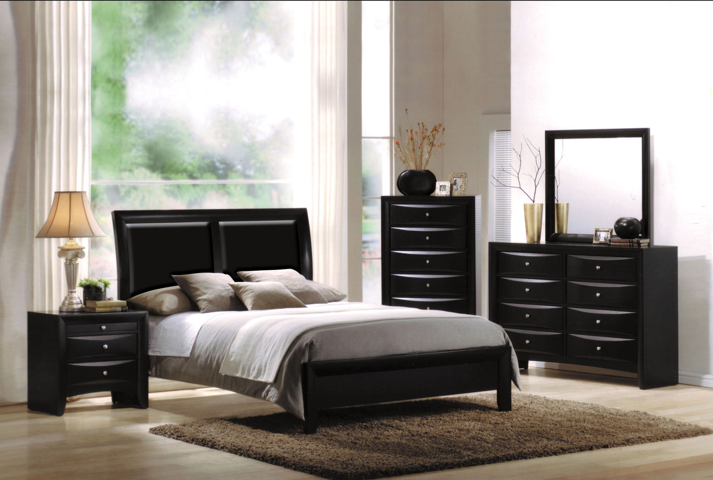 Black 3-Drawer Rectangle Nightstand with Storage for Bedroom