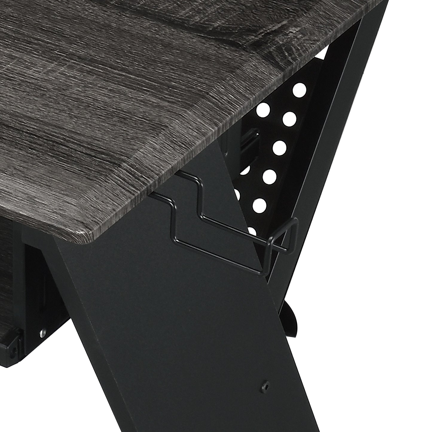 Black Music Desk with Keyboard Tray - Computer Desk Storage