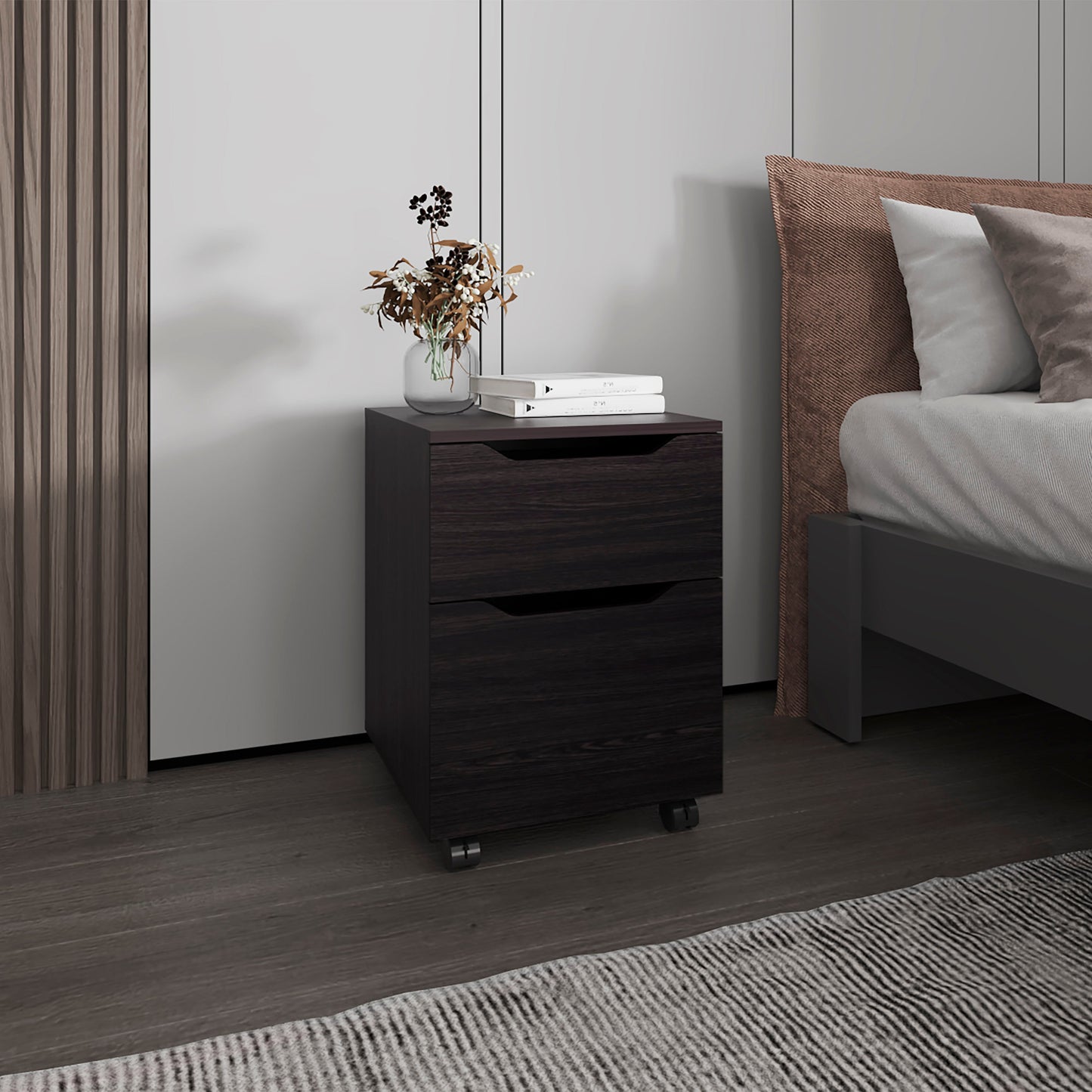 Wengue Nightstand with 1 Door and 1 Drawer