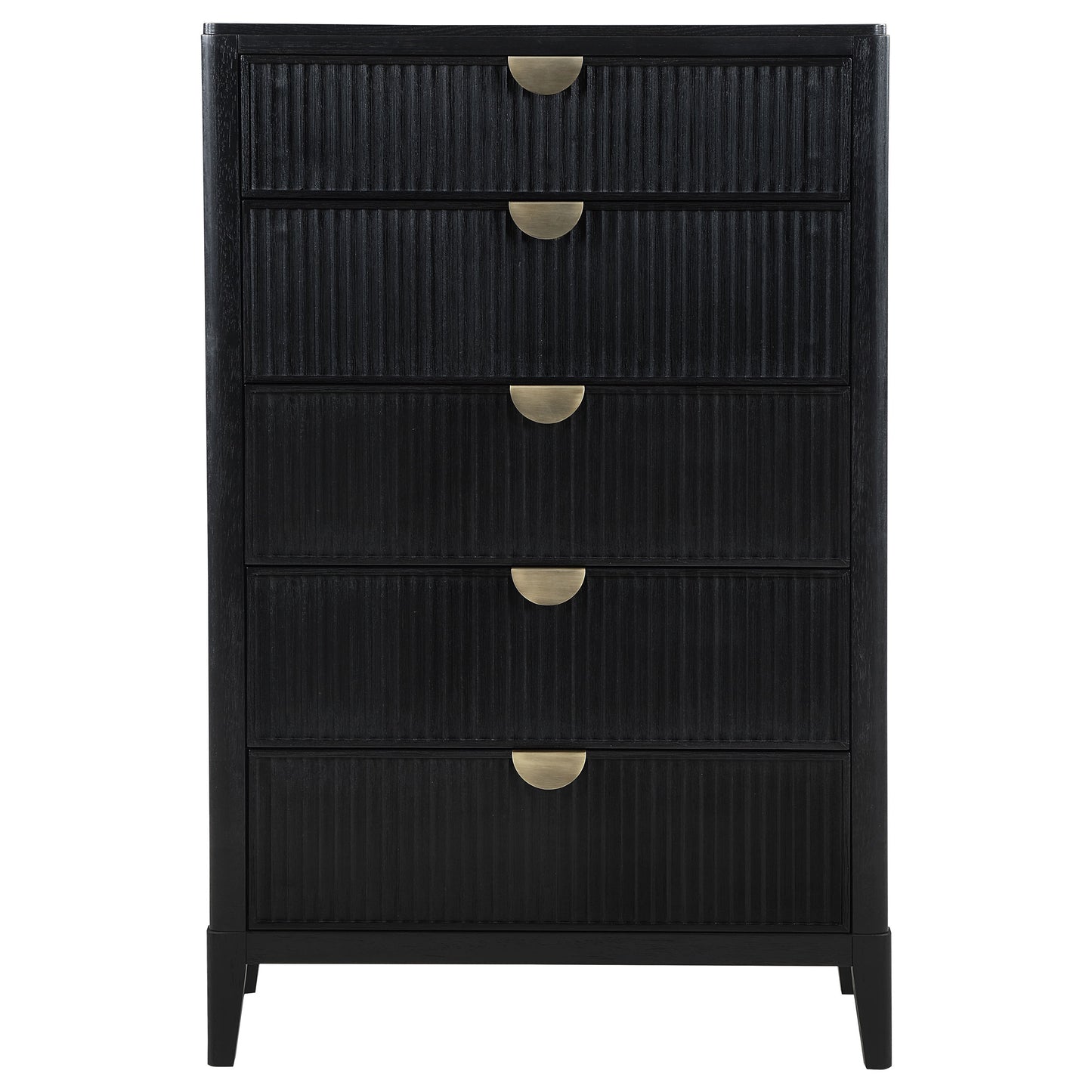 Black 5-Drawer Wood Chest for Bedroom