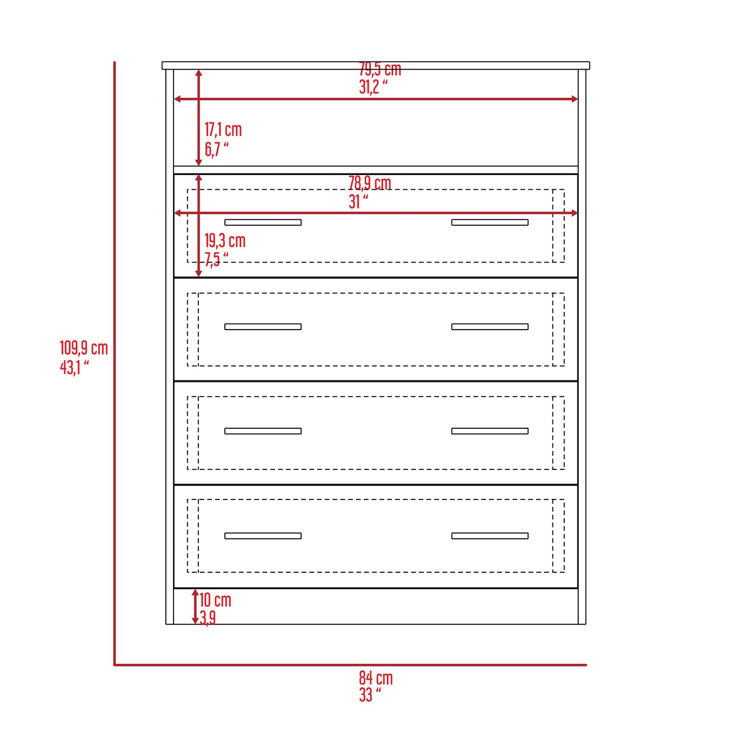 Light Gray 4-Drawer Rectangle Dresser - Bedroom Storage