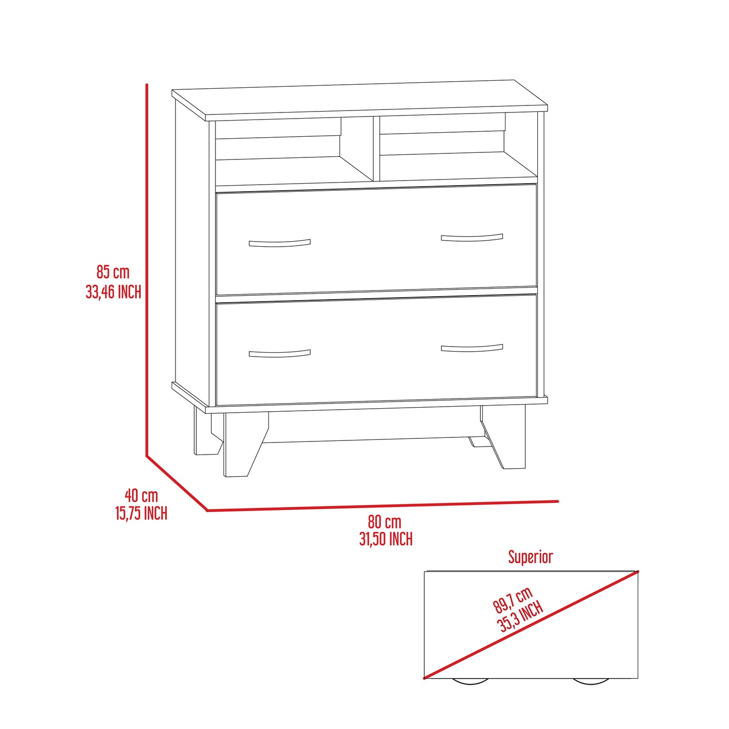 Wenge Particle Board Dresser with Drawers and Shelves for Bedroom