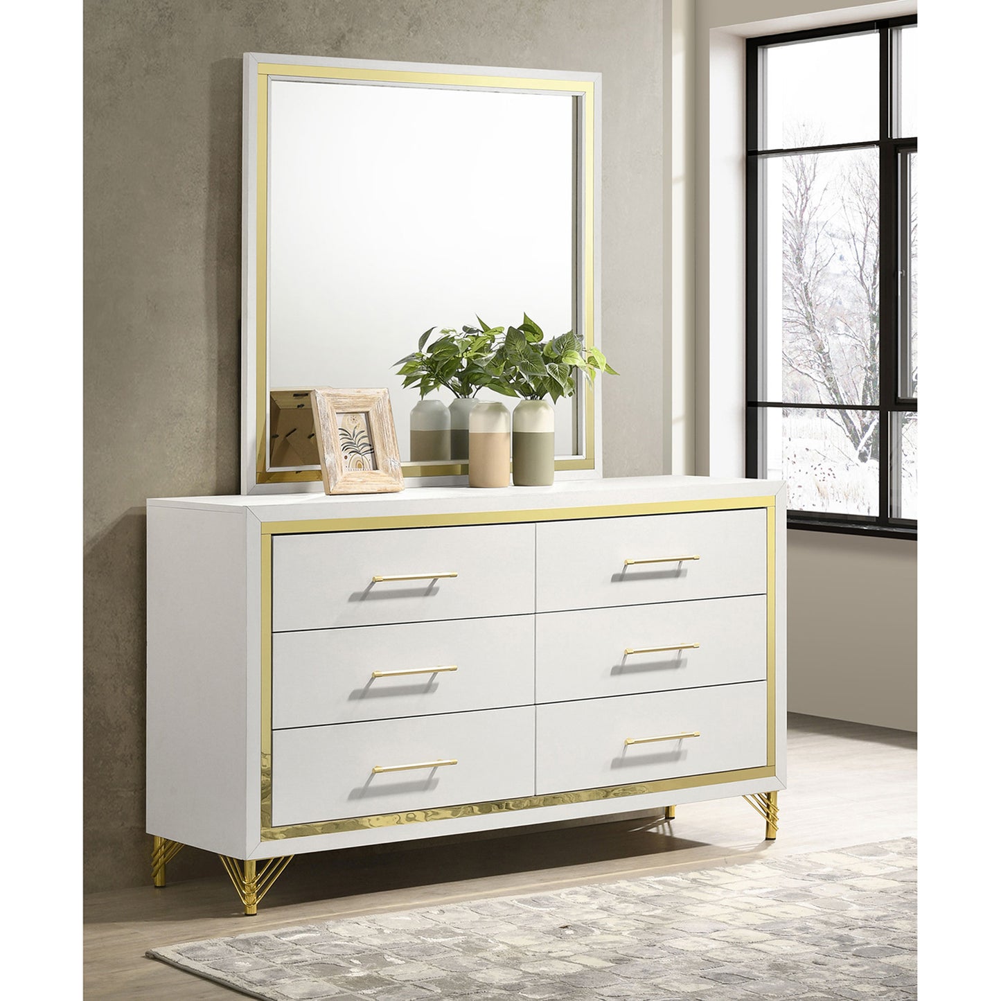 Malcolm White 6-drawer Dresser with Mirror