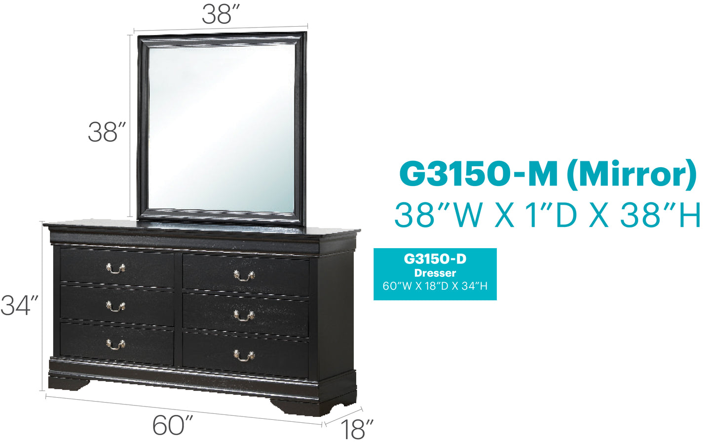 Elegant Black Storage Dresser - 33"H Bedroom Accent
