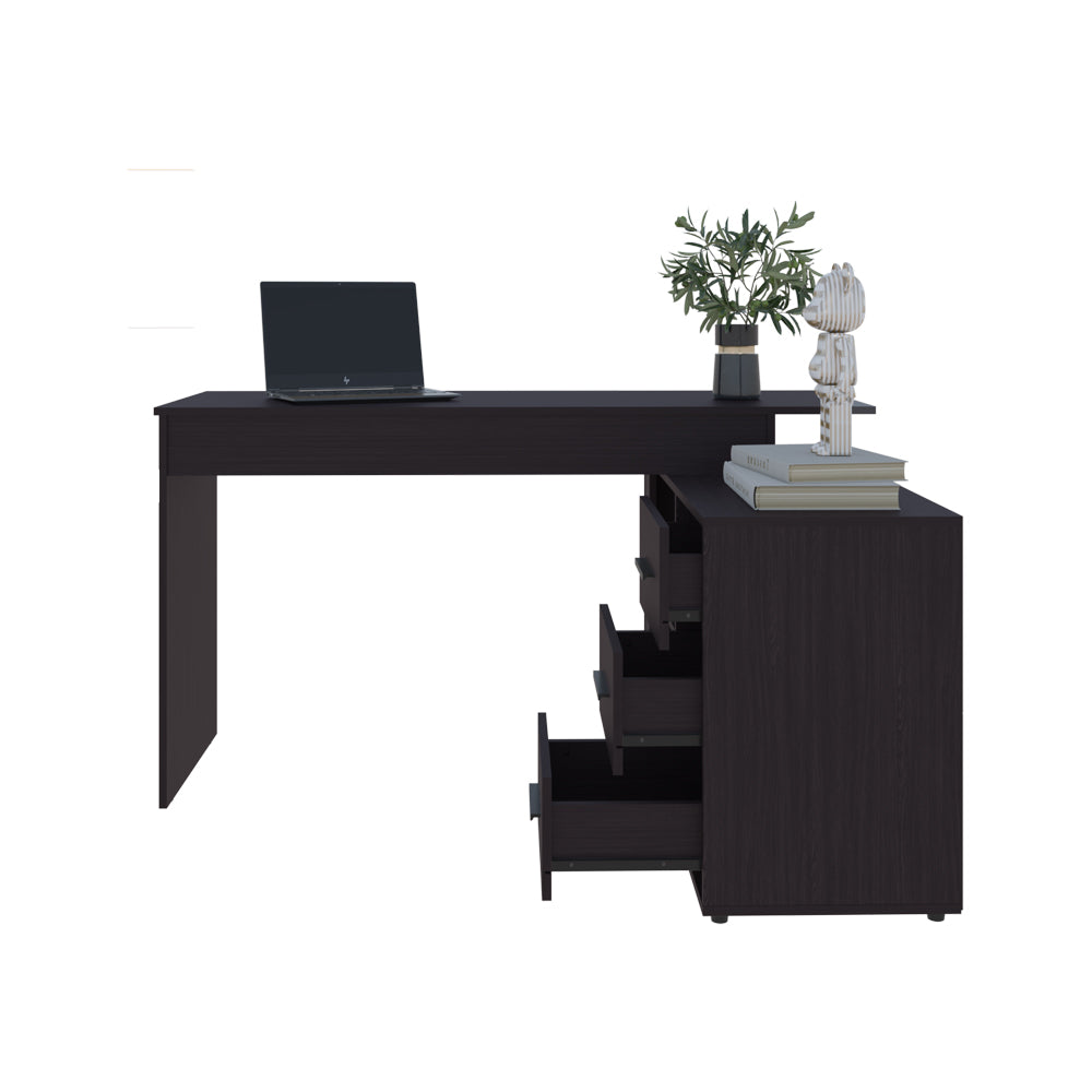 L-Shaped Black Engineered Wood Desk - 39.9 x 54.1 Inches