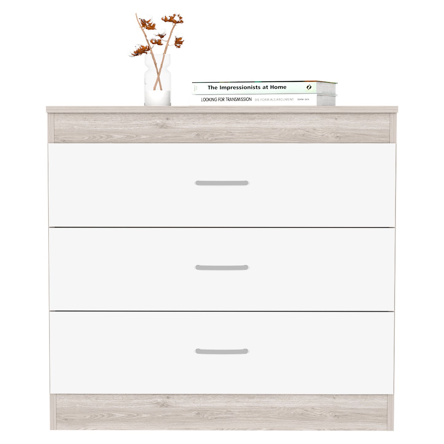 Dresser 29"H, Three Drawers, Multicolor Engineered Wood