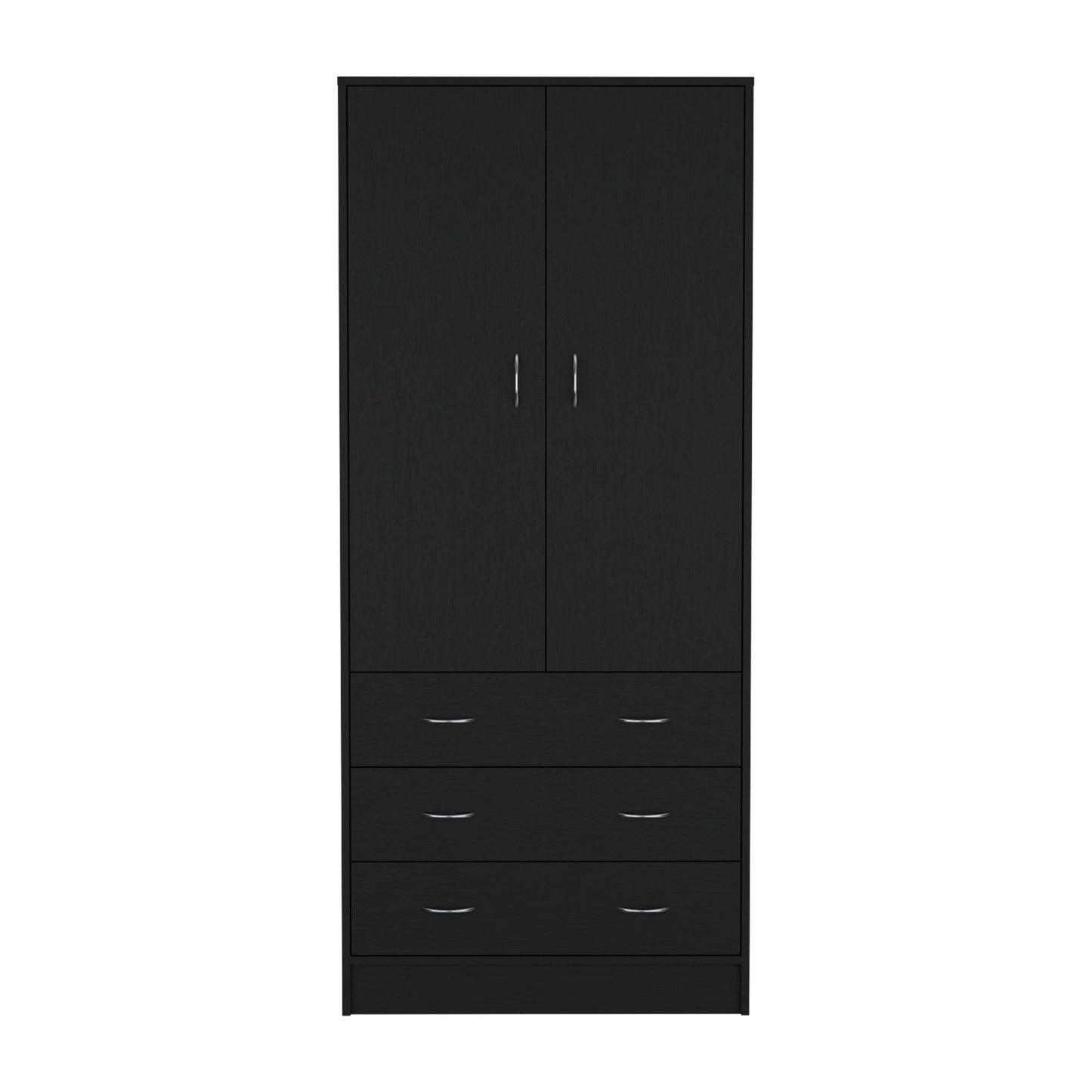 Black Armoire with Hanging Rod - 71" Storage Dresser