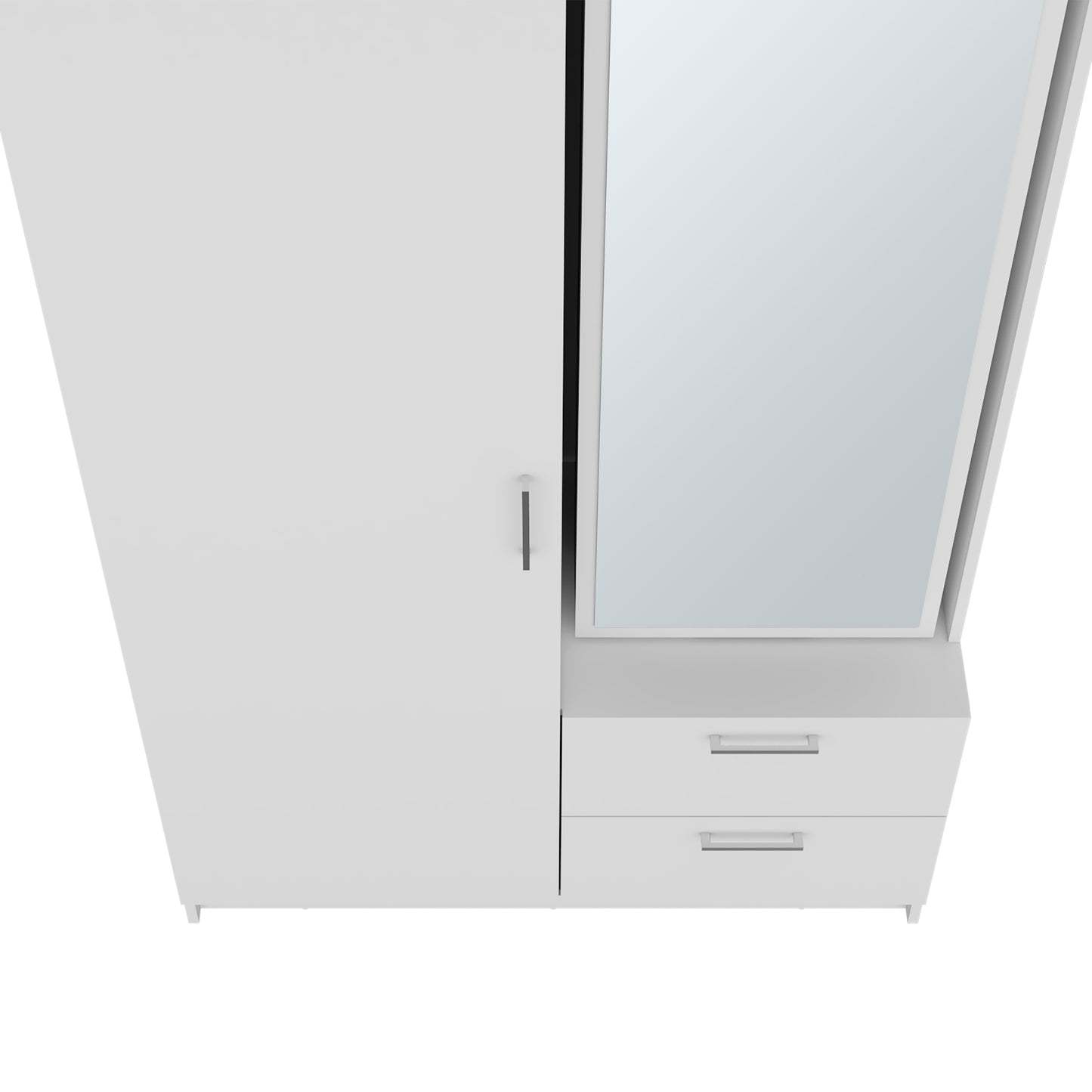 White Bedroom Dresser with Mirror - 18.3" W x 41.9" D x 70.9" H
