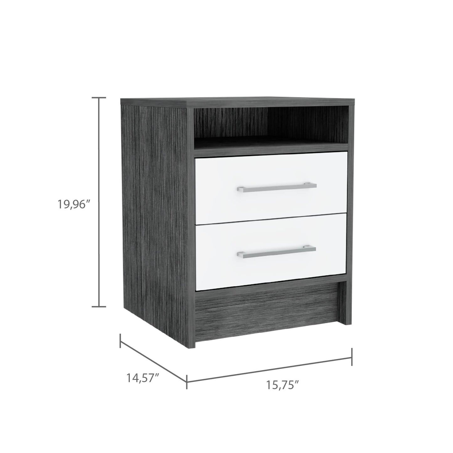 Multicolor Smoke White Nightstand with 2 Drawers