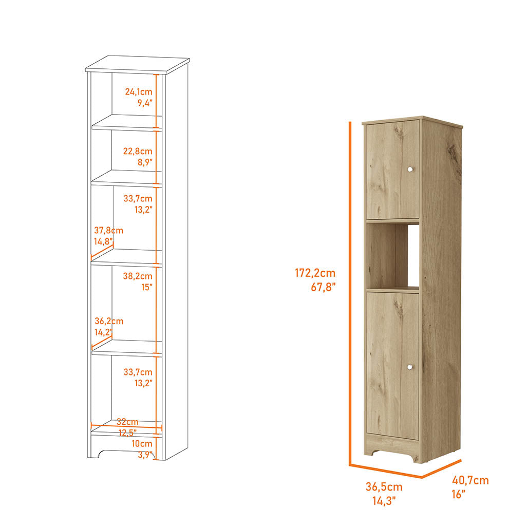 68" Beige Engineered Wood Dresser - Bedroom Storage Cabinet