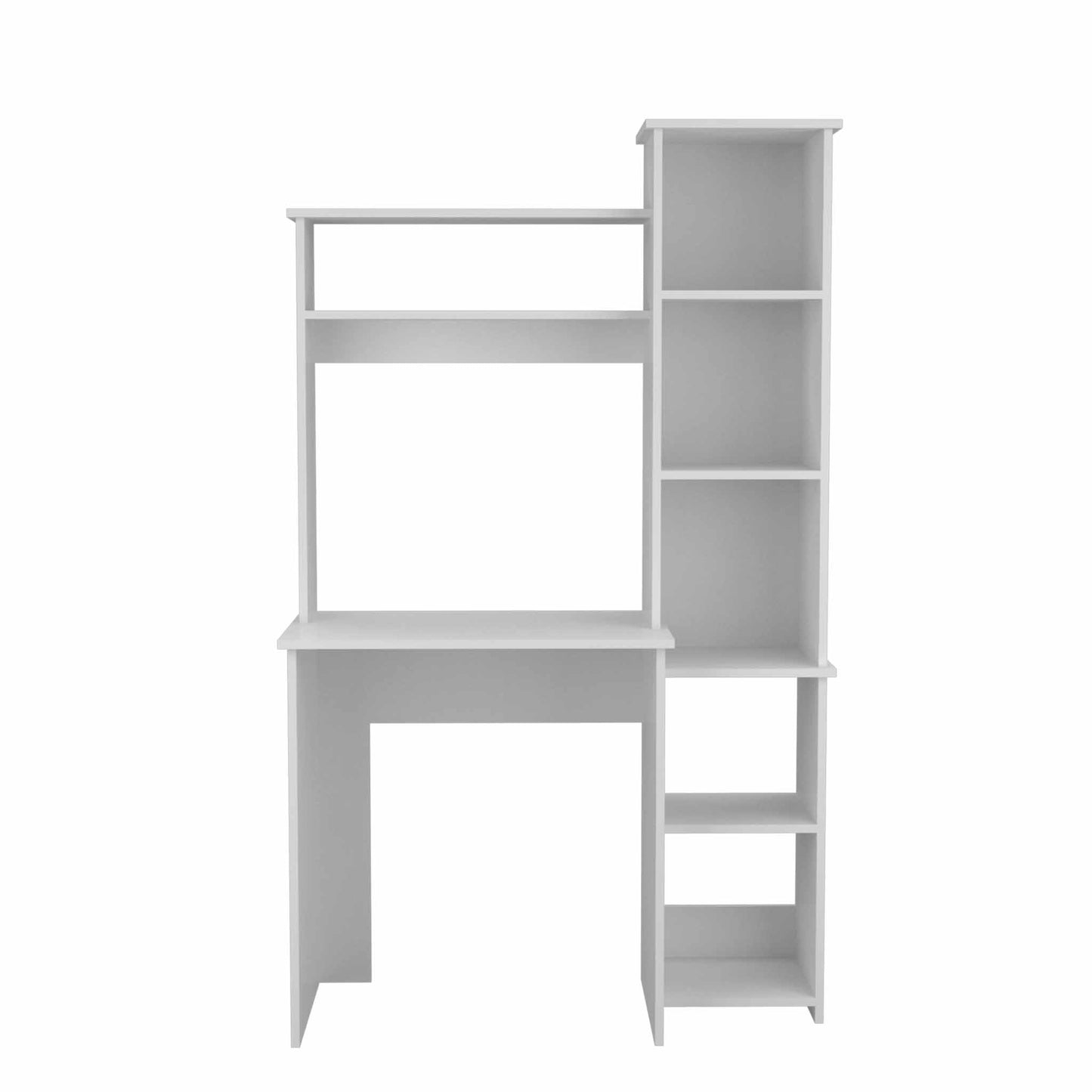 White Computer Desk with Bookcase - 63.9" Rectangular Office Table
