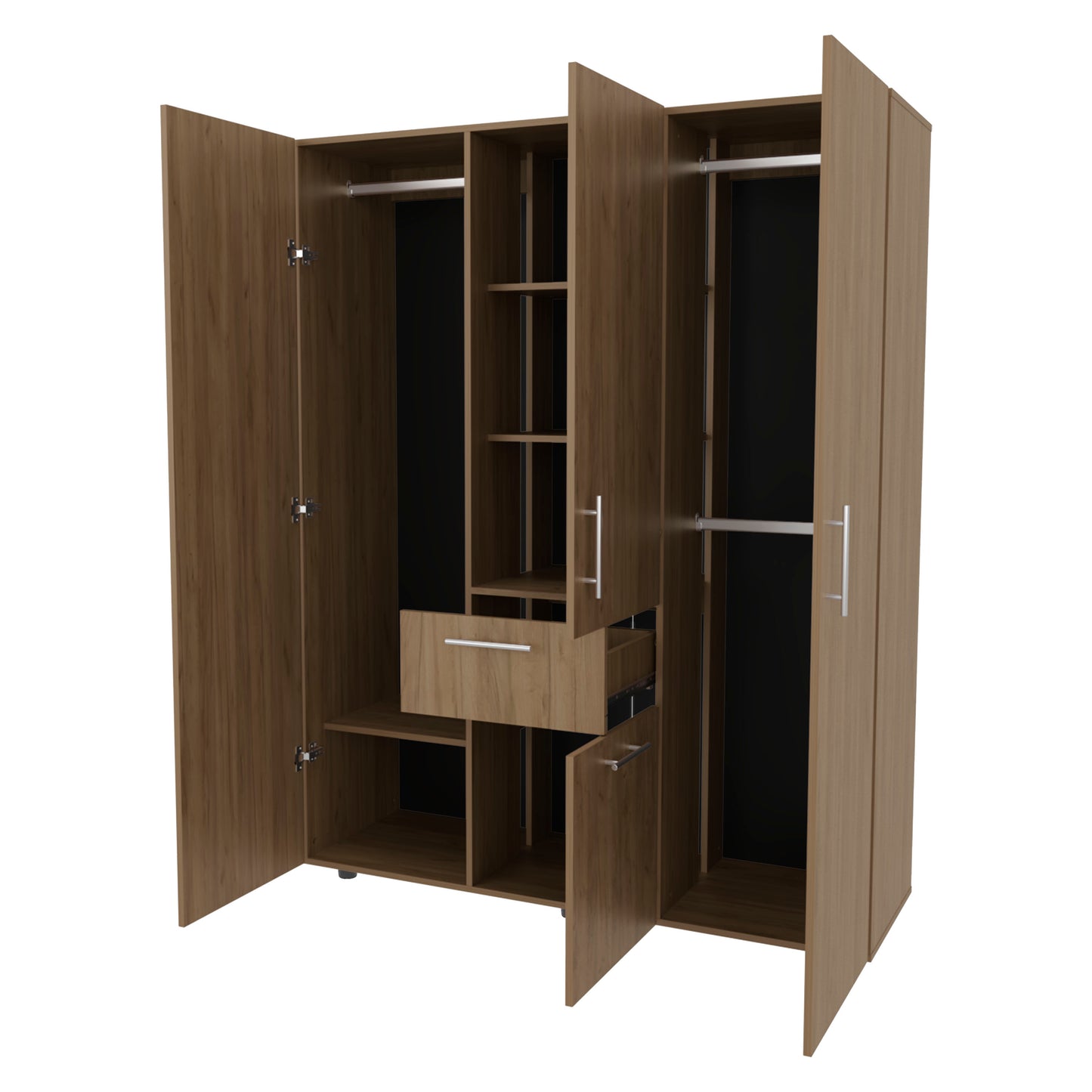 Light Oak Bedroom Dresser with Hanging Rod - 70" Wide