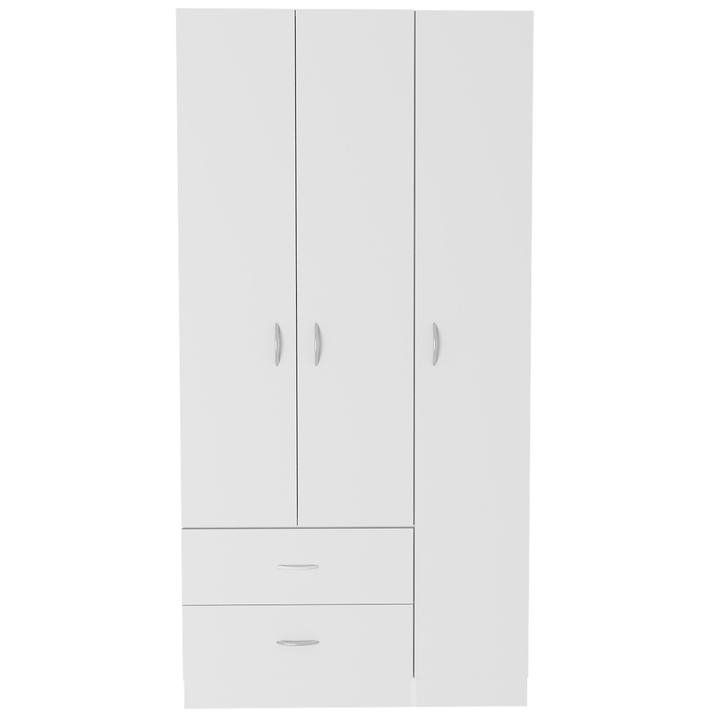 Modern White Particle Board Wardrobe with Double Doors and Drawers for Bedroom