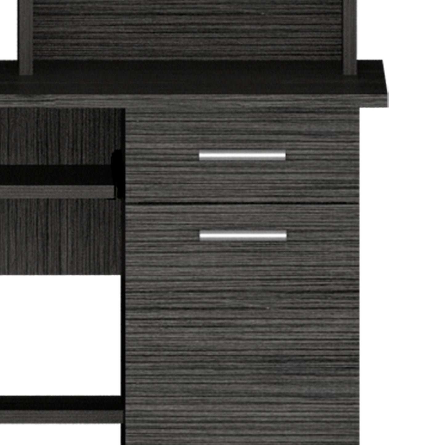Modern Oak Computer Desk with Hutch & Storage