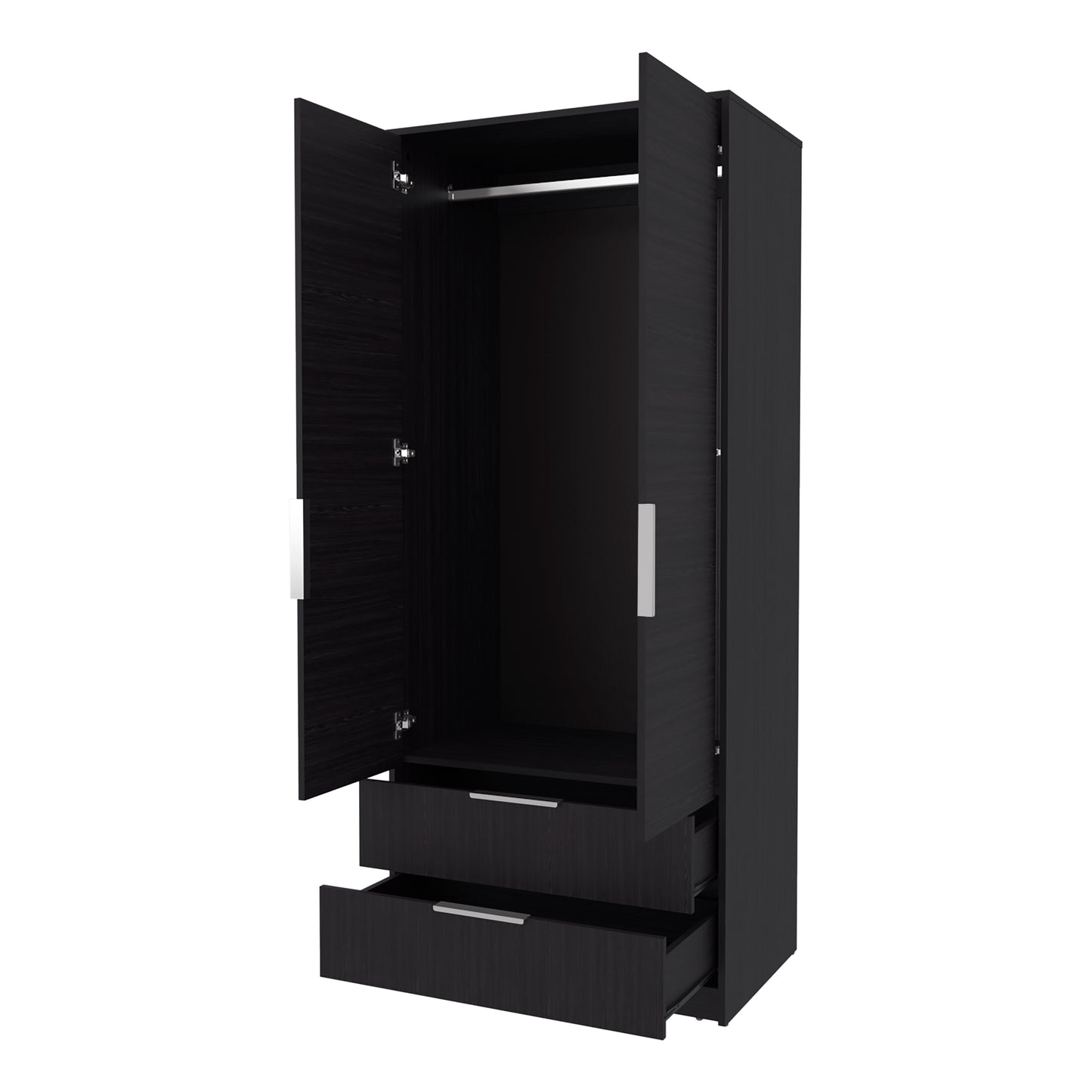 Wenge Bedroom Dresser with Hanging Rod - 74.4" Wide