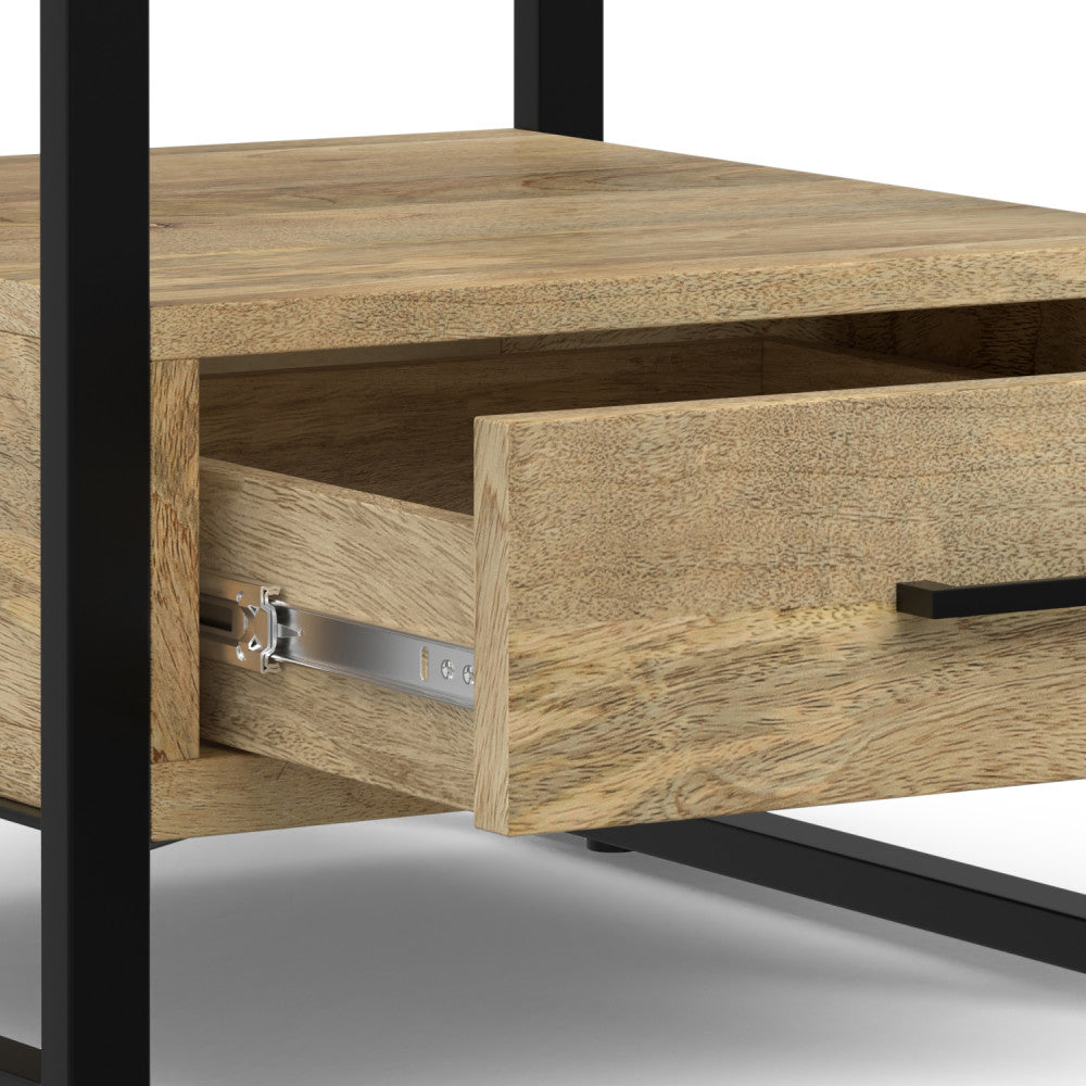 Riverside Bedside Table - Natural Metal Wood