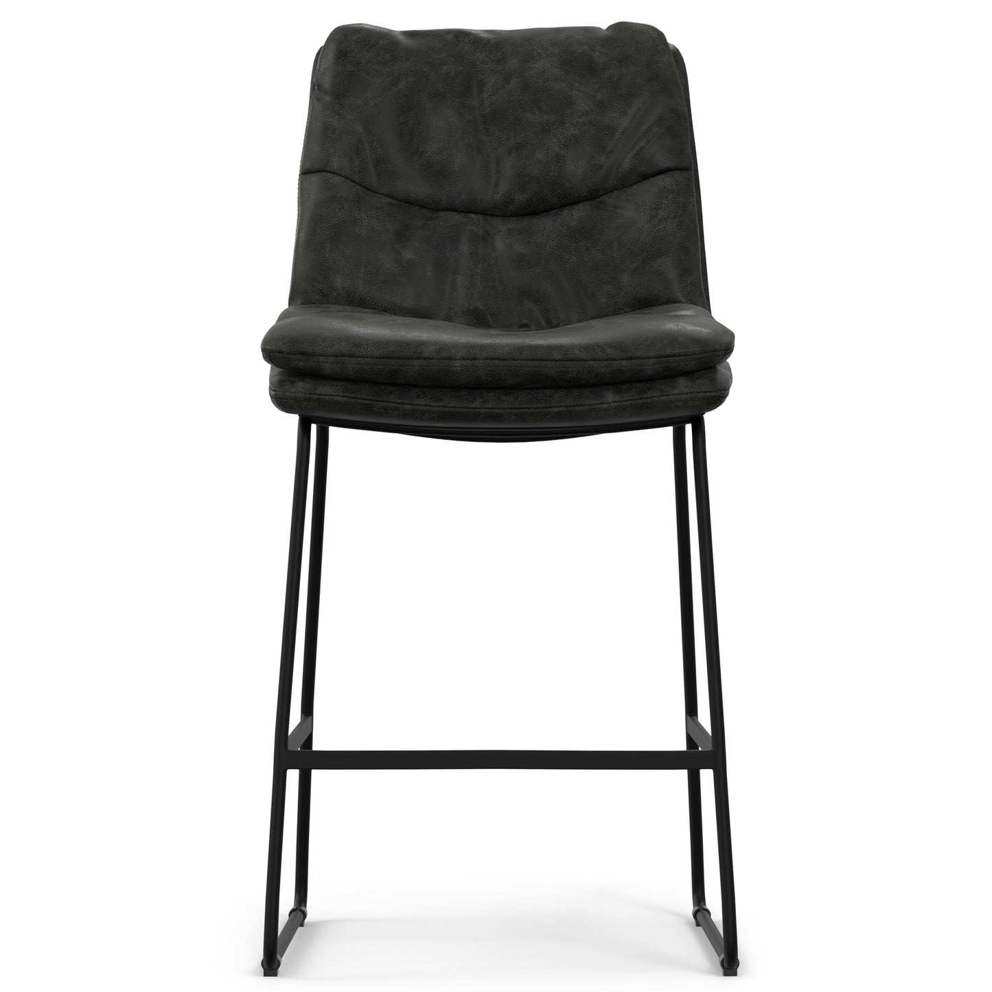Charcoal Grey Wood Metal Counter Height Stool Set of 2